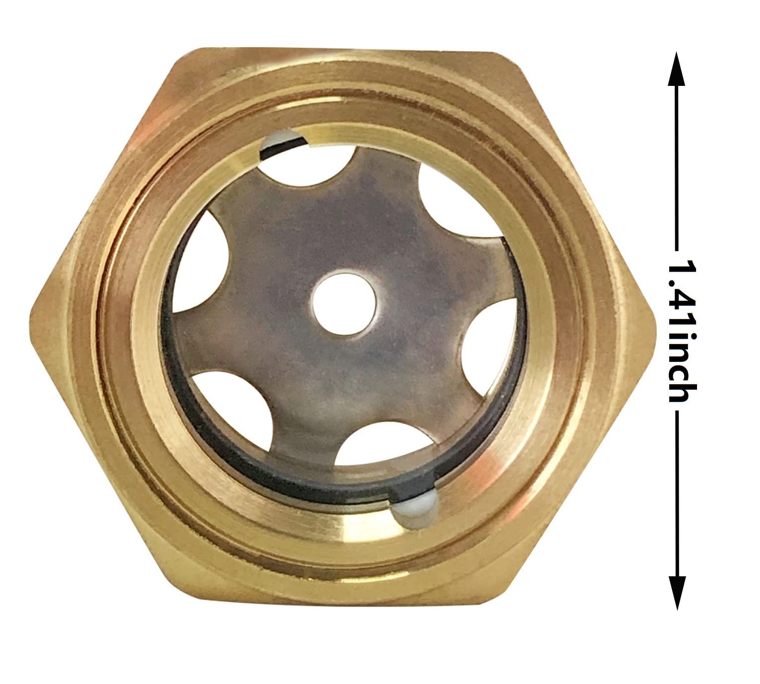 Air Compressor Oil Sight Glass, 1 Npt Male Hex Head Oil Sight Glass Heavy Duty Solid Brass Oil Sight Glass Liquid Level Gauge Oi