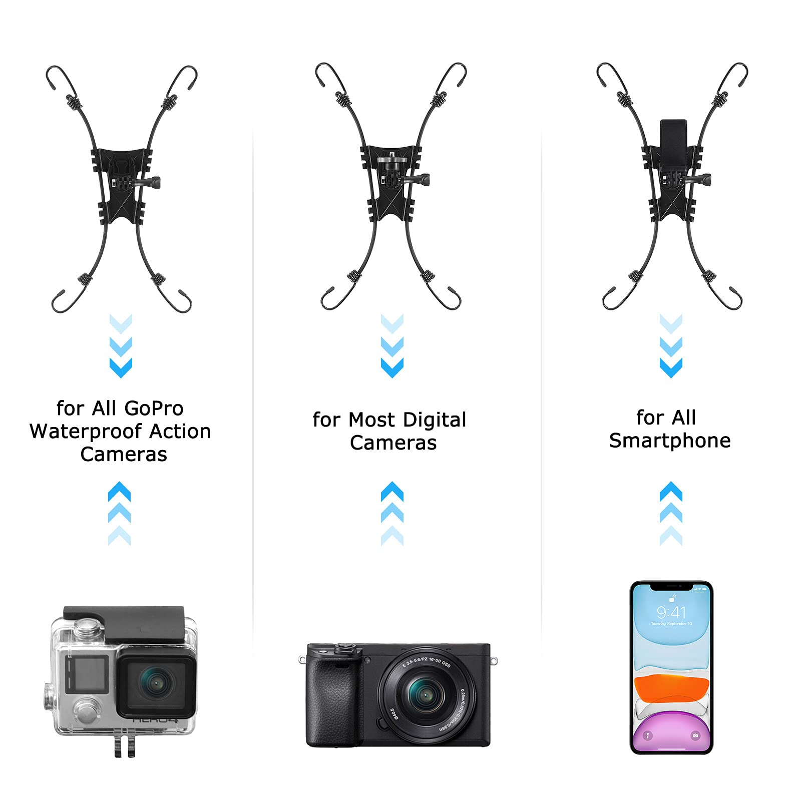 Soucor Net/Fence Mount Camera Backstop Compatible With Gopro Action Cameras And One X2,Smart Phones,Mevo Start, And Other Action