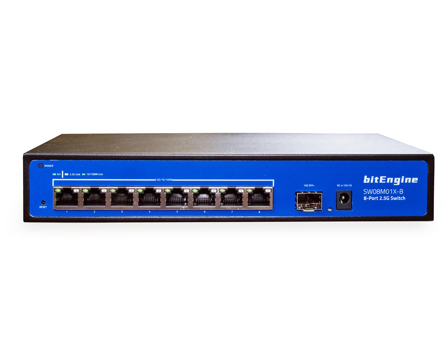Bitengine 8 Port 2.5G Unmanaged Ethernet Switch With 10G Sfp+ Uplink, 8 X 2.5G Base T Ports, 60Gbps Switching Capacity, Metal Fa