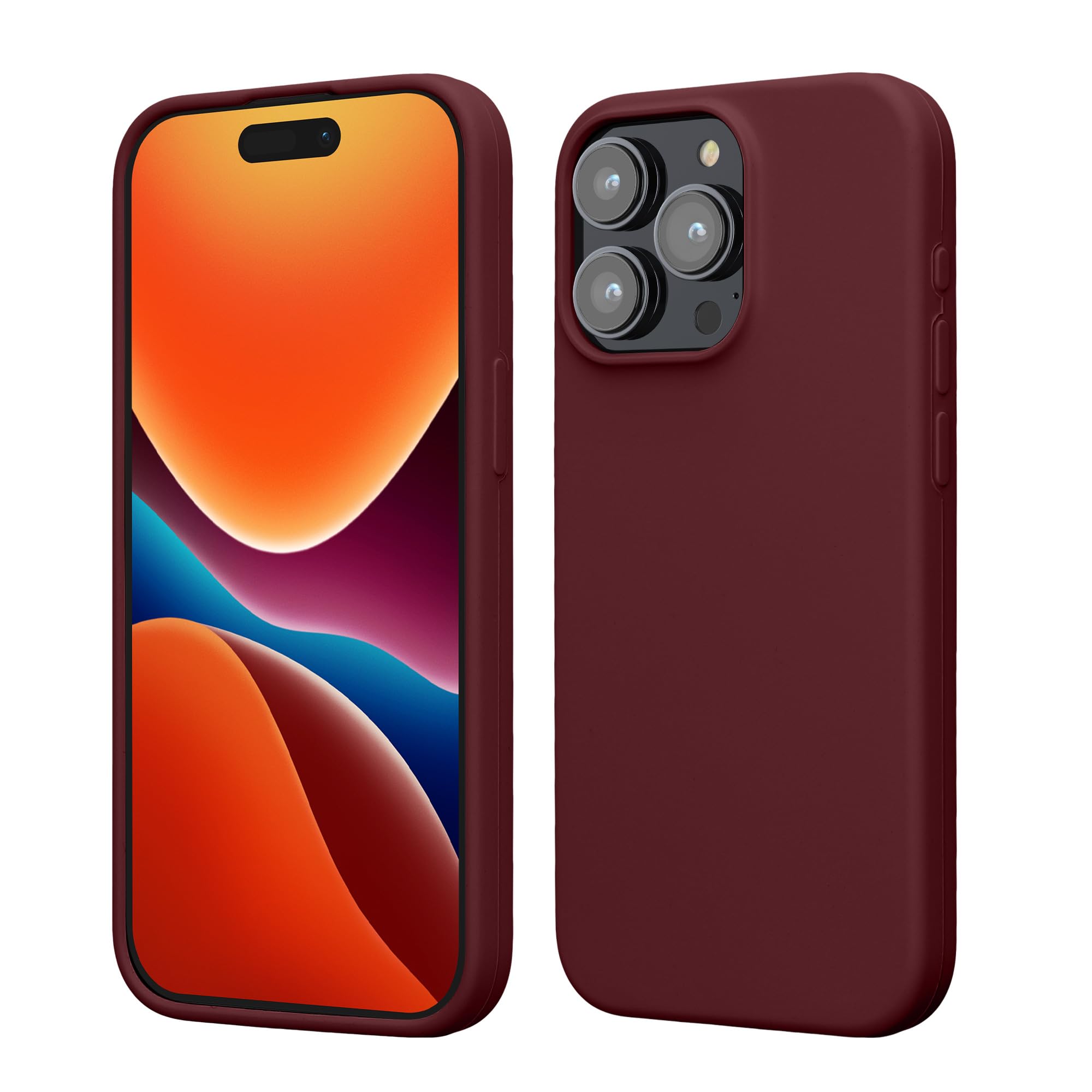kwmobile Case Compatible with iPhone 15 Pro Max Case - Slim Soft TPU Silicone Cover - Bordeaux Violet