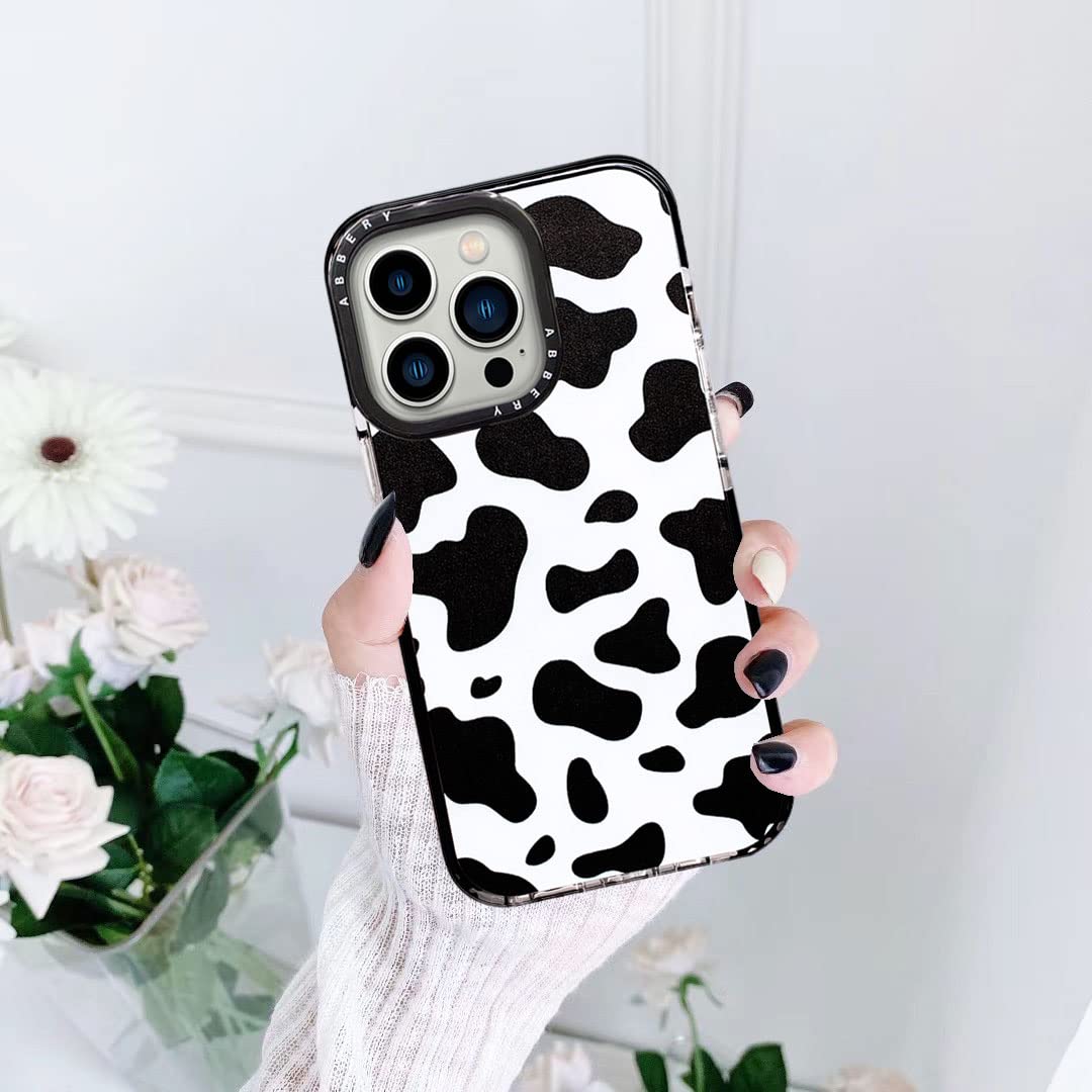 Abbery Designed For Iphone 13 Pro Case Cow Print, Clear With Design Cow Pattern Cute Silicone Tpu Sturdy Shockproof Protective W