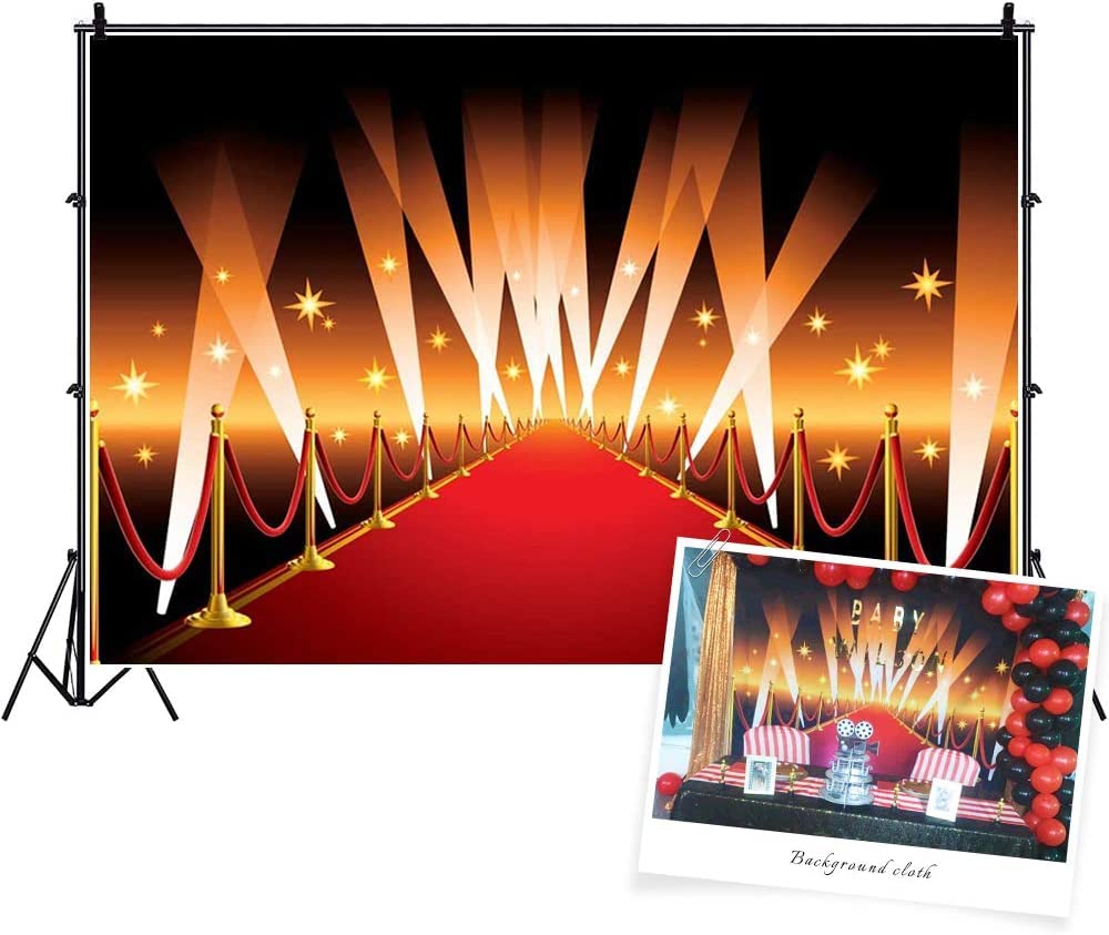 Csfoto 8X6Ft Red Carpet Backdrop For Photoshoot Movie Theater Backdrop Happy Birthday Red Carpet Event Decorations Movie Night T