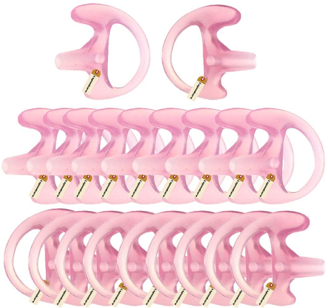Lsgoodcare Replacement Earmold Earbud Left And Right Ear Piece Compatible With Motorola Kenwood 2 Way Radio Acoustic Coil Tube, Soft Silicone Insert Earmould Ear Buds Ear Mold Pink Small 10 Pairs