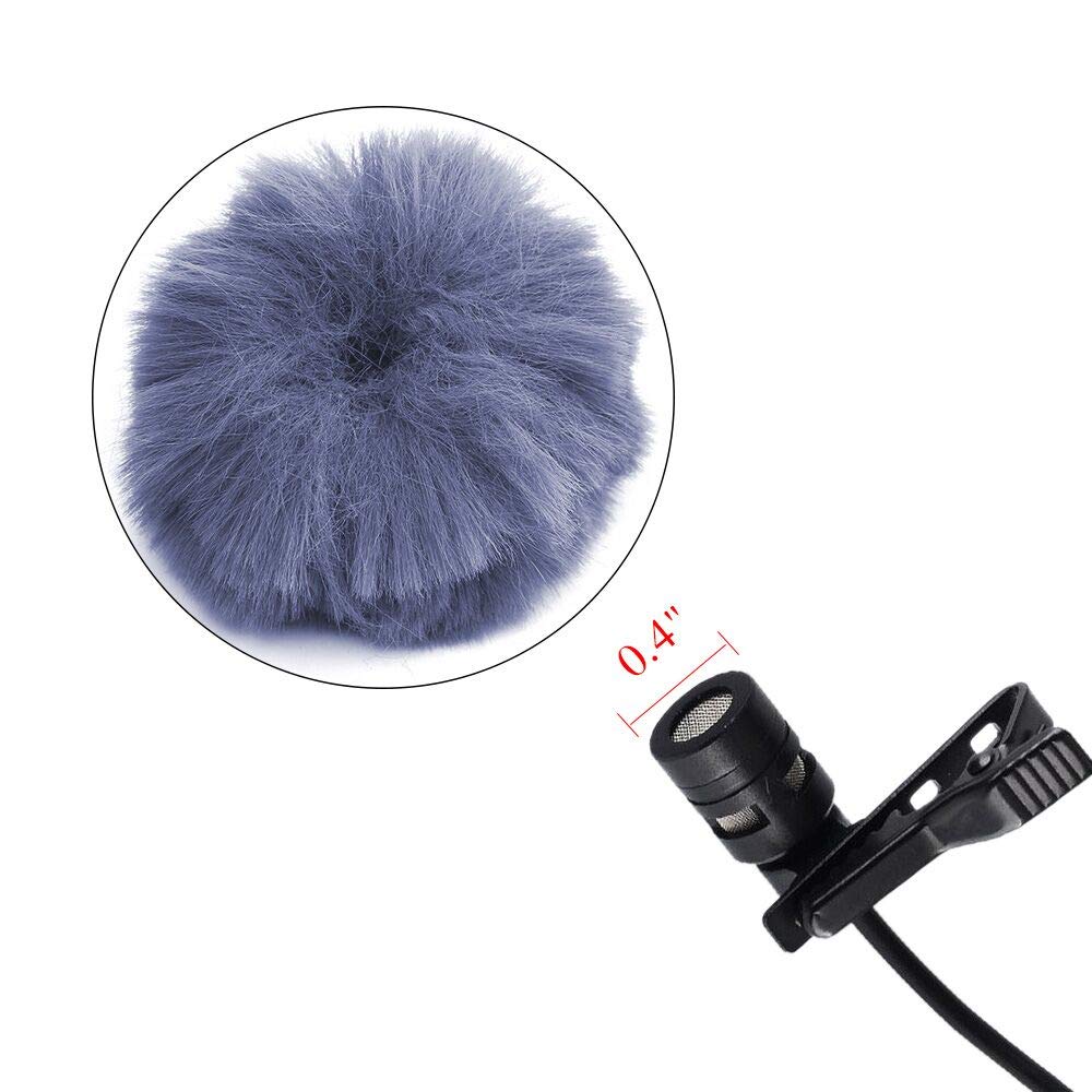 Lavalier Wind Muff 3 Pack Lapel Microphone Wind Muff 0.2/0.4 Inch Furry Lav Windscreen Windproof Wind Screen (0.4Inch, Gray)