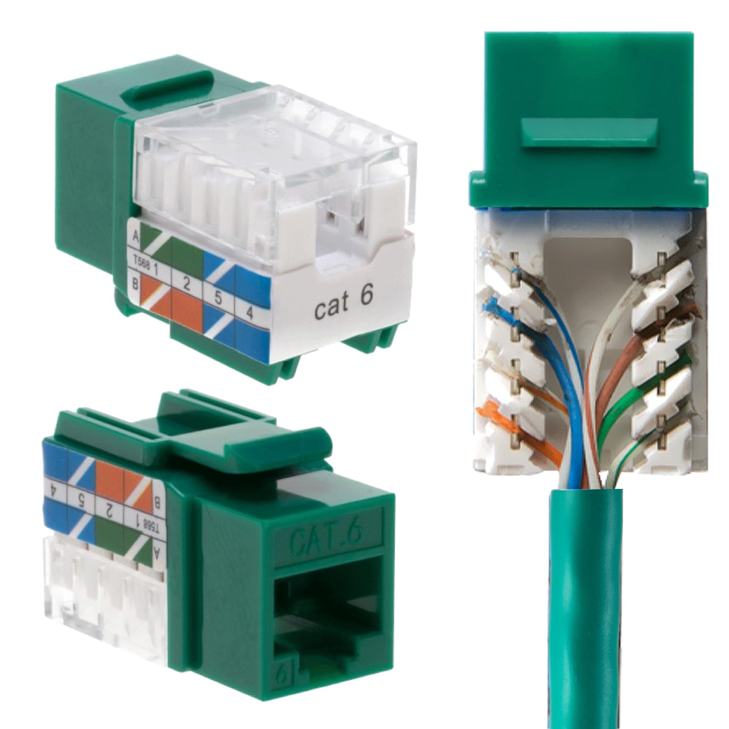 Satmaximum Cat6 Keystone Ethernet Wall Jack Punch Down Utp 45 Degree (Easier Termination Than 90 Degree), Rj45 Slim Profile Spee