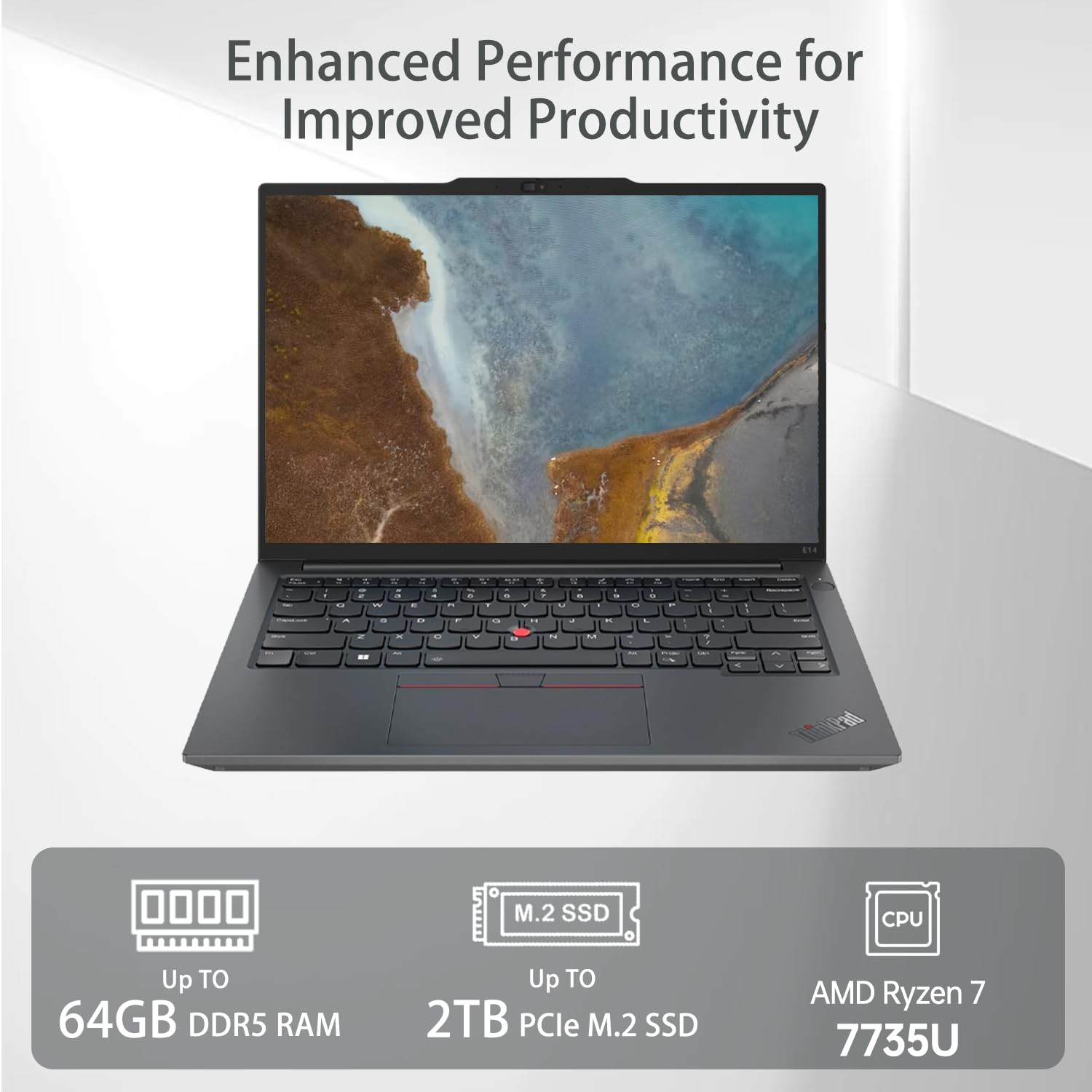Lenovo Thinkpad E14 Gen 6 Business Laptop, 14 Fhd+ Display, Amd Ryzen 7 7735U, 64Gb Ddr5 Ram, 2Tb Ssd, Fingerprint, Backlit, Wi-