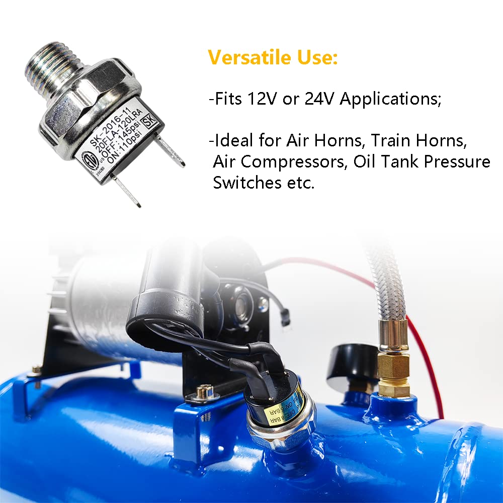 Pair Of Air Pressure Switch 110 145 Psi Tank Mount Type Thread 1/4'' Npt 12V 24V Dc Air Compressor Pressure Switch For Air Train