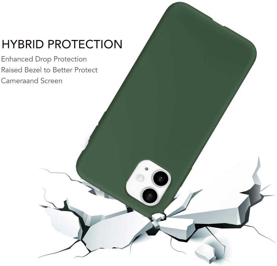 Icesword Iphone 11 Case Dark Green, Thin Liquid Silicone Case, Soft Silk Microfiber Cloth, Matte Pure Dark Green, Gel Rubber Ful
