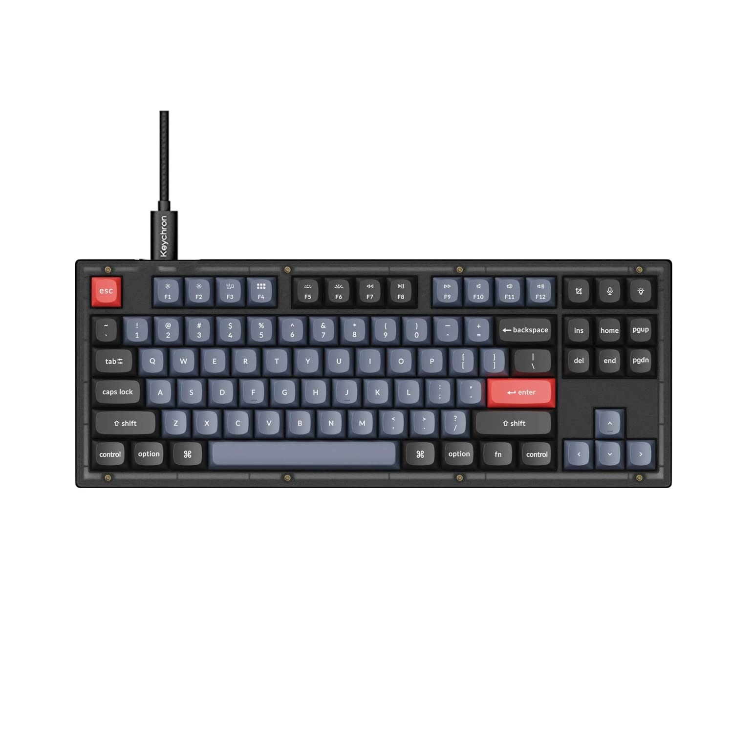 Keychron V3 Tkl 80% Layout Custom Wired Mechanical Keyboard, 87 Keys Rgb Backlight Qmk/Via Programmable Macro, Hot Swappable K P