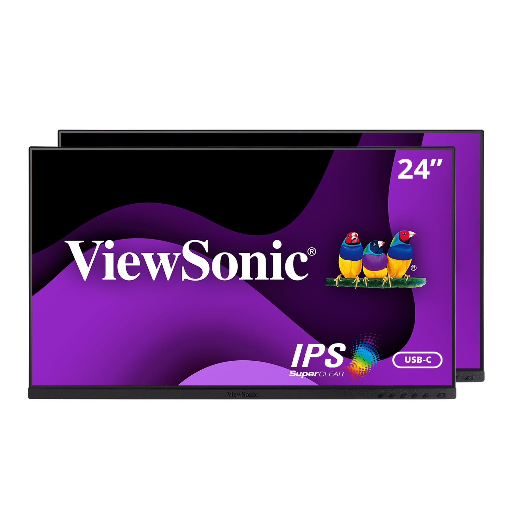 Viewsonic Vg2455_56A_H2 24 Inch Dual Pack Head Only 1080P Ips Monitors With Usb 3.2 Type C With 90W Power Delivery, Docking Buil