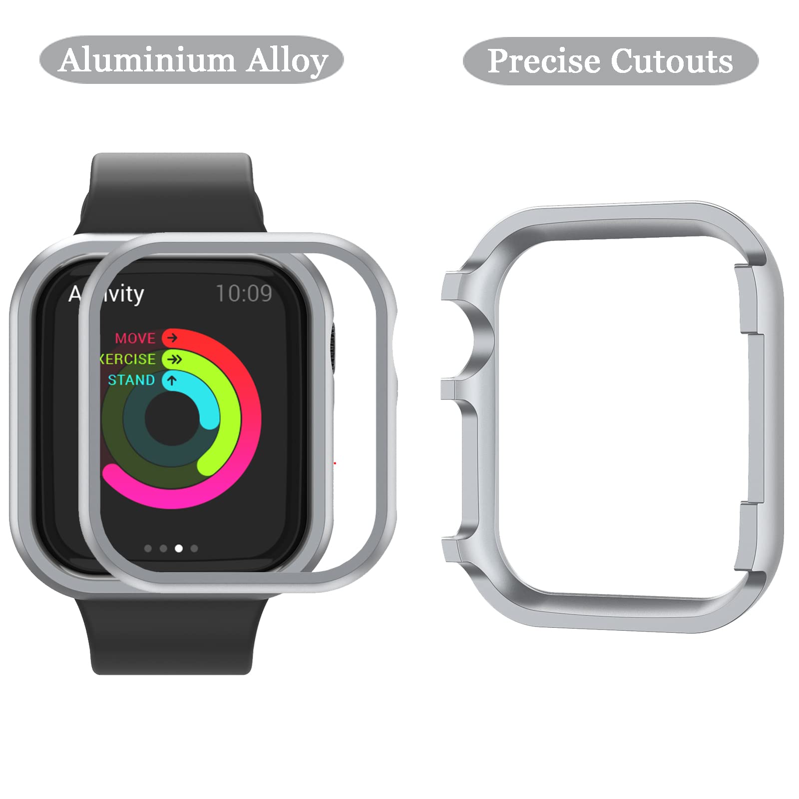 Compatible With Grey Apple Watch Case 41Mm Series 8 7,Ninki Anti Scratch Aluminium Apple Watch Case Series 8 7 41Mm Shockproof H