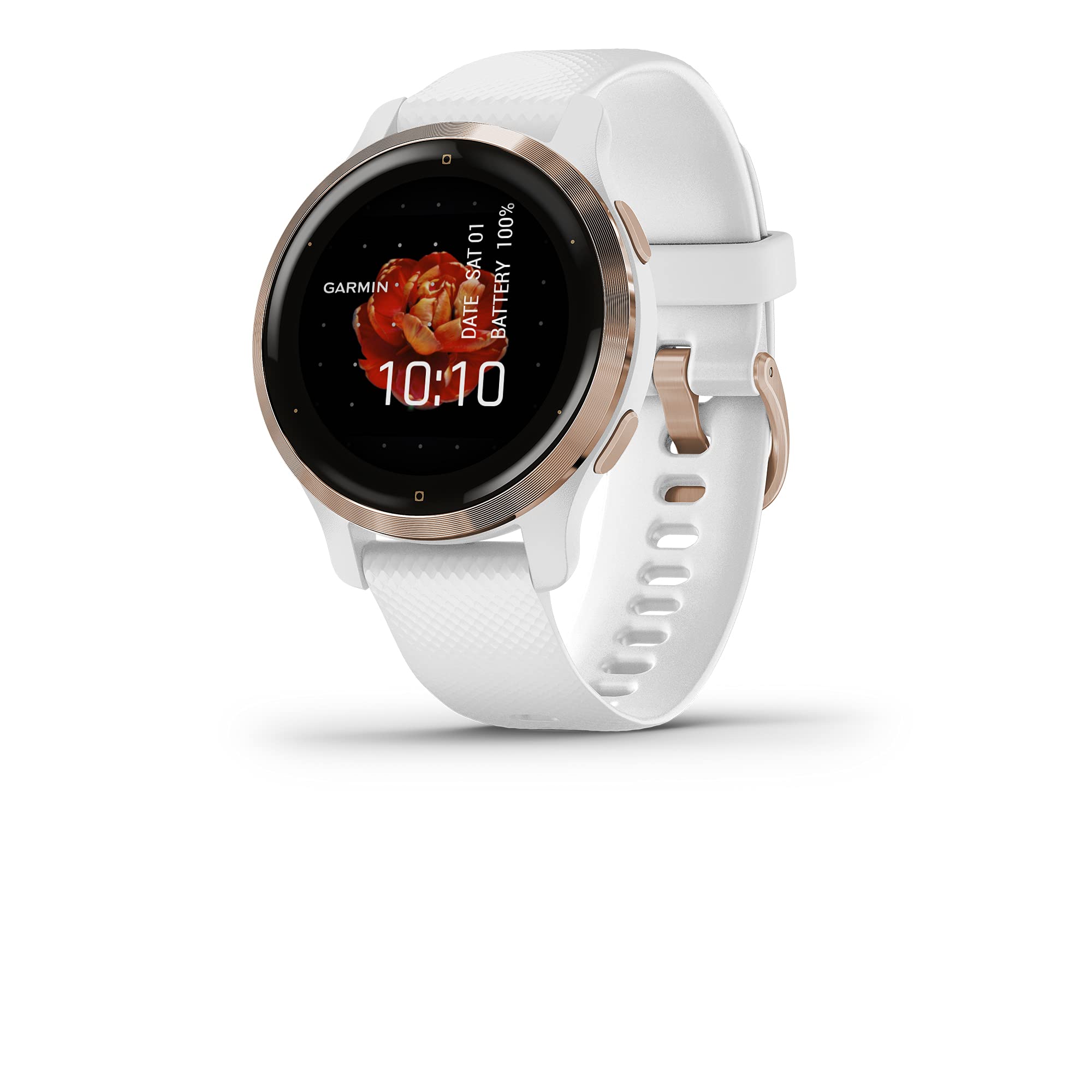 Garmin Venu 2S, Smaller Sized Gps Smartwatch With Advanced Health Monitoring And Fitness Features, Rose Gold Bezel With White Ca