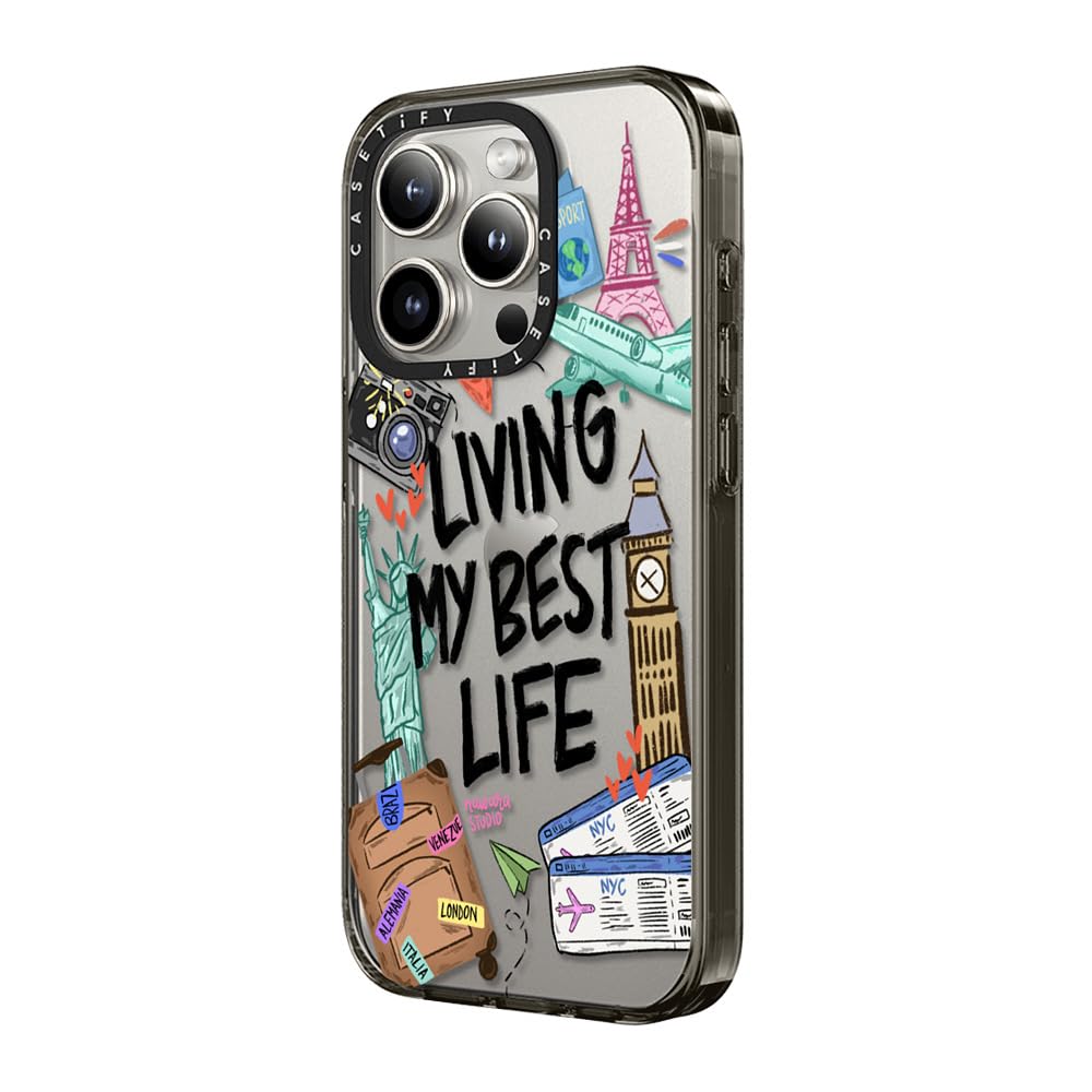 Casetify Compact Iphone 15 Pro Case [2X Military Grade Drop Tested / 4Ft Drop Protection]   Travel Lover By Nawara Studio   Clea