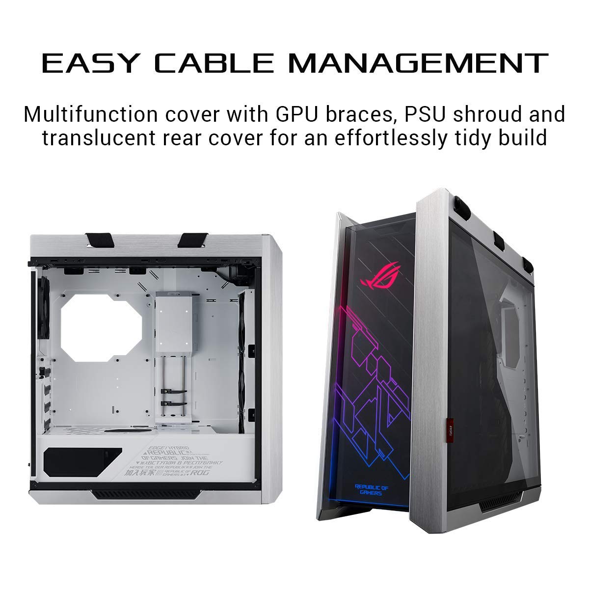 Asus Rog Strix Helios Gx601 White Edition Rgb Mid Tower Computer Case For Atx/Eatx Motherboards With Tempered Glass, Aluminum Fr