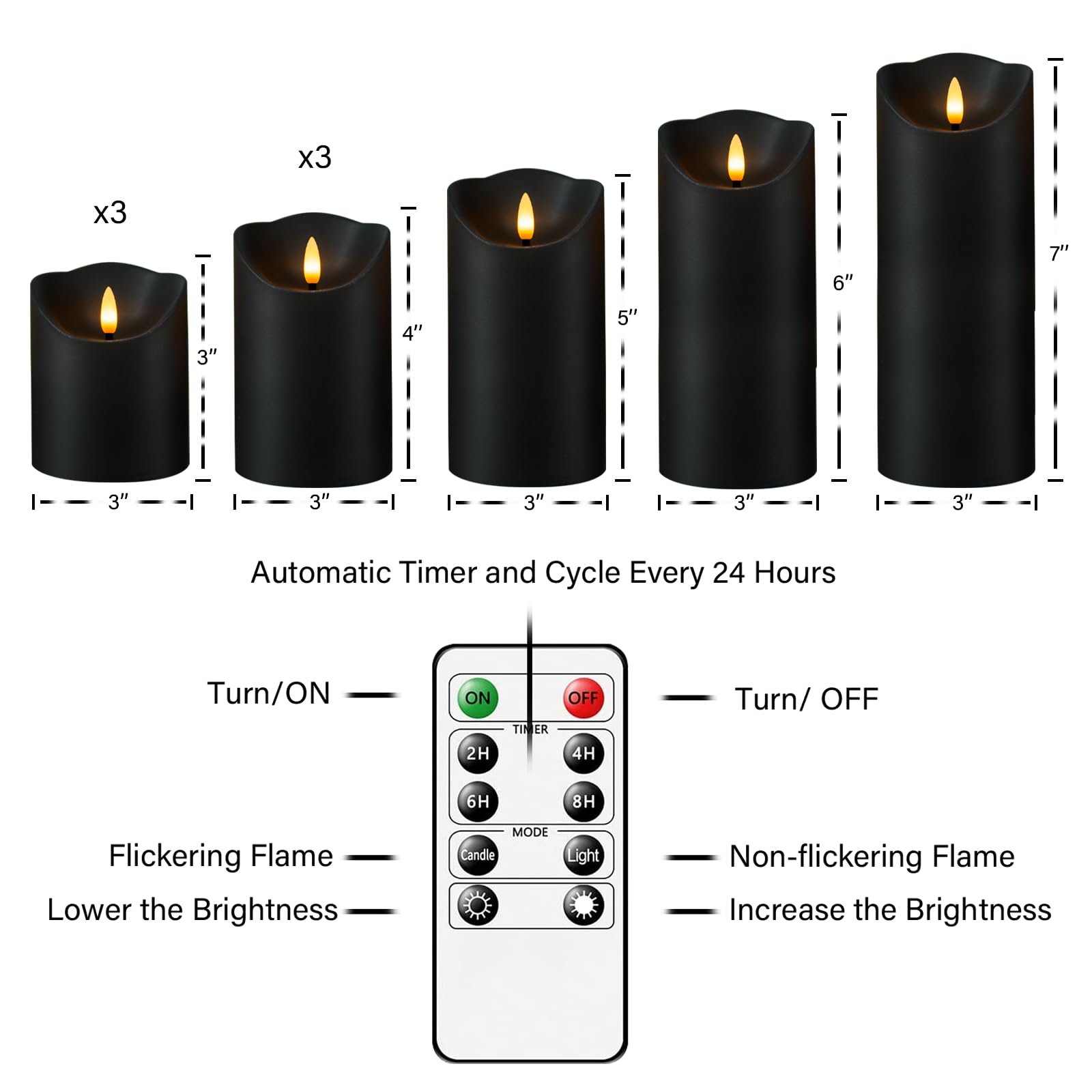 Nimiko Flameless Candles With Remote, Battery Operated Flickering Flameless Candles, Led Candles With Timer 2/4/6/8H, With Reali