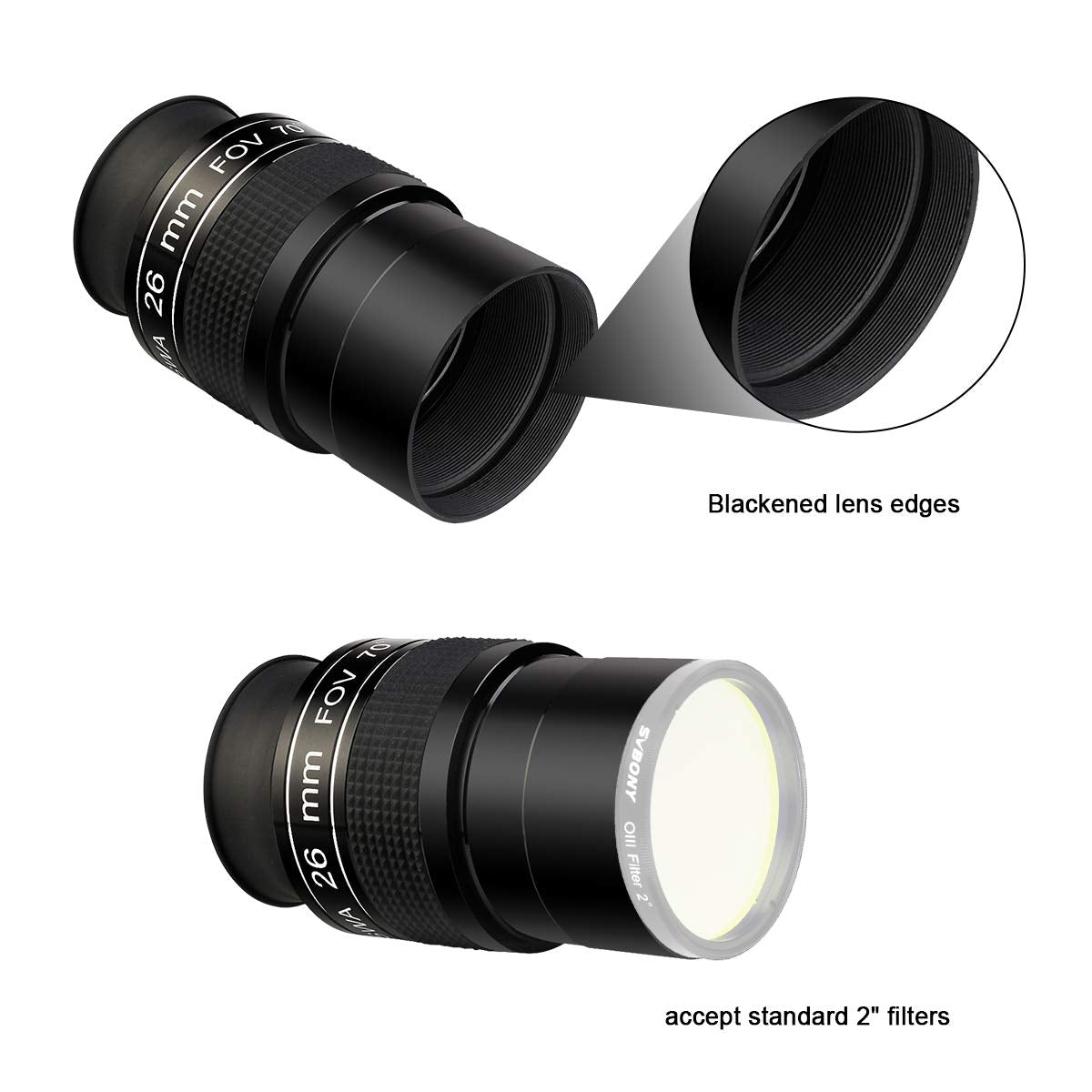 Svbony Sv154 Telescope Eyepiece 2 Inch Super Wide Angle Eyepiece 70 Degree 26Mm Telescope Accessory Swa Eyepiece For Astronomy T