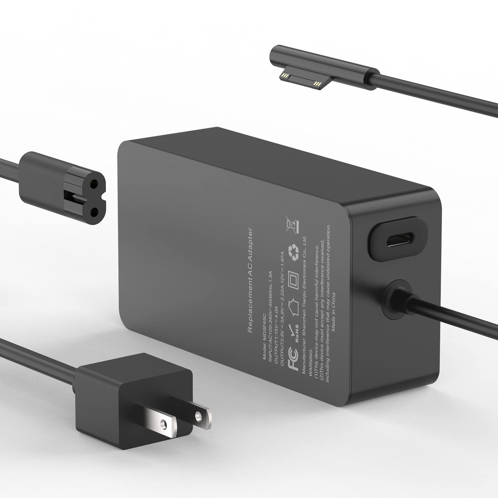 Surface Pro Charger For Microsoft Surface Pro 10, 9, 8, 7+, 7, 6, 5, 4, X, Windows Surface Laptop 6, 5, 4, 3, Surface Go, Surfac