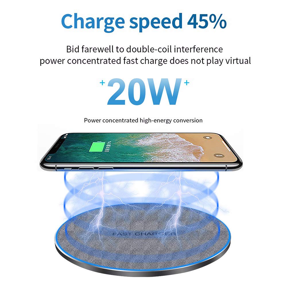 Fast Wireless Charger,20W Max Wireless Charging Pad Compatible With Iphone 16/15/14/13/12/Se/11/11 Pro/Xs Max/Xr,Airpods;Fdgao W