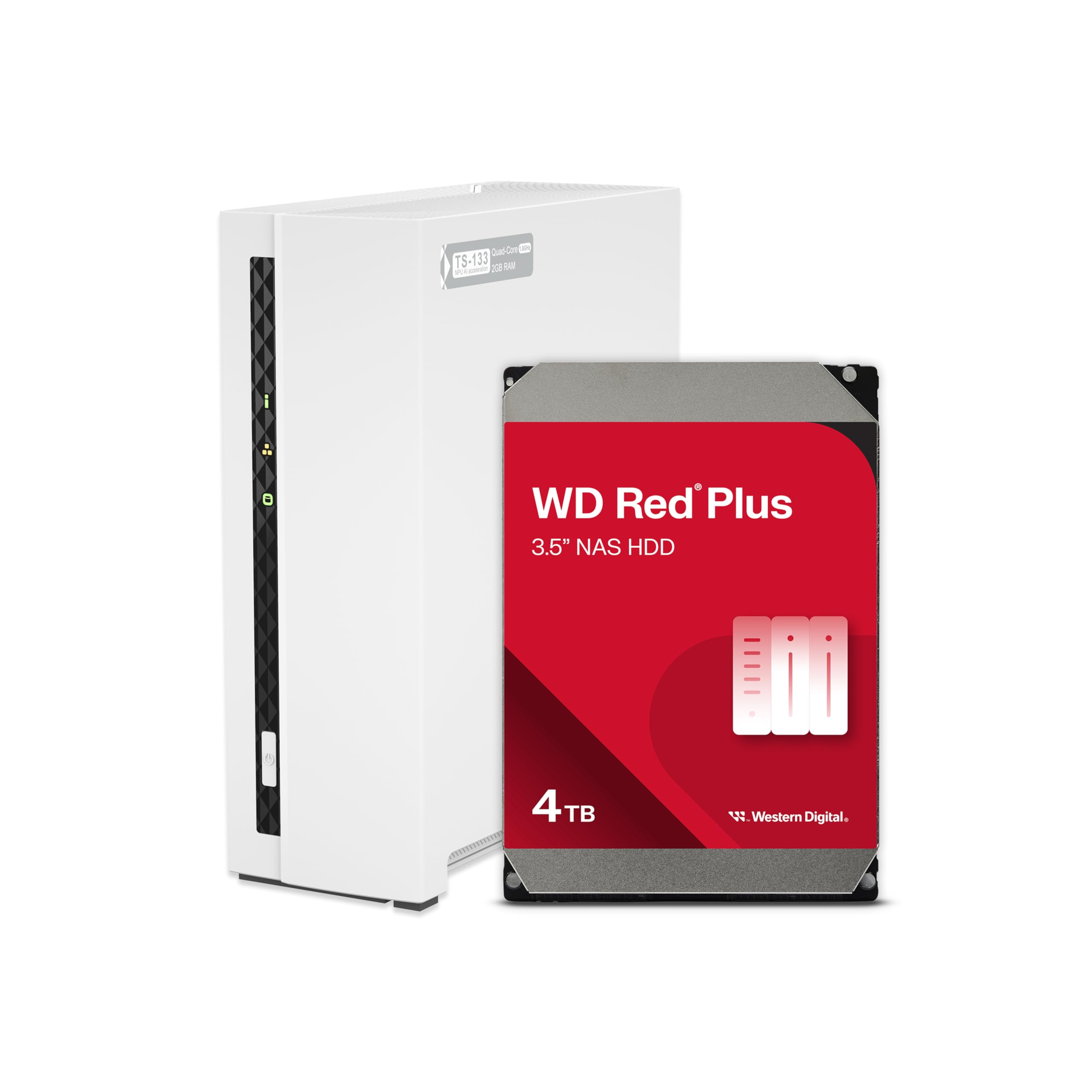 Qnap Ts 133 14Wd Us 1 Bay Home Nas With 4Tb Storage Capacity, Preconfigured Wd Red Plus Hdd Drive Bundle, With 1Gbe Ports