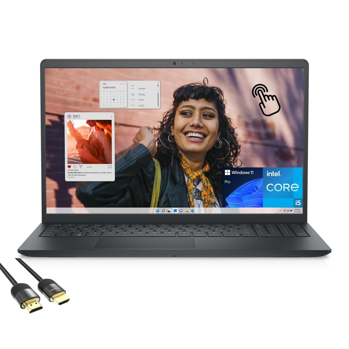 Dell Inspiron 15 Laptop, 15.6' FHD Touchscreen Anti Glare Display, 13th Gen Intel Core i5 1335U, 32GB RAM, 1TB PCIe SSD, Wi Fi 6, Webcam, Keypad, USB C, SD Card Reader, PDG HDMI Cable, Win 11 Pro