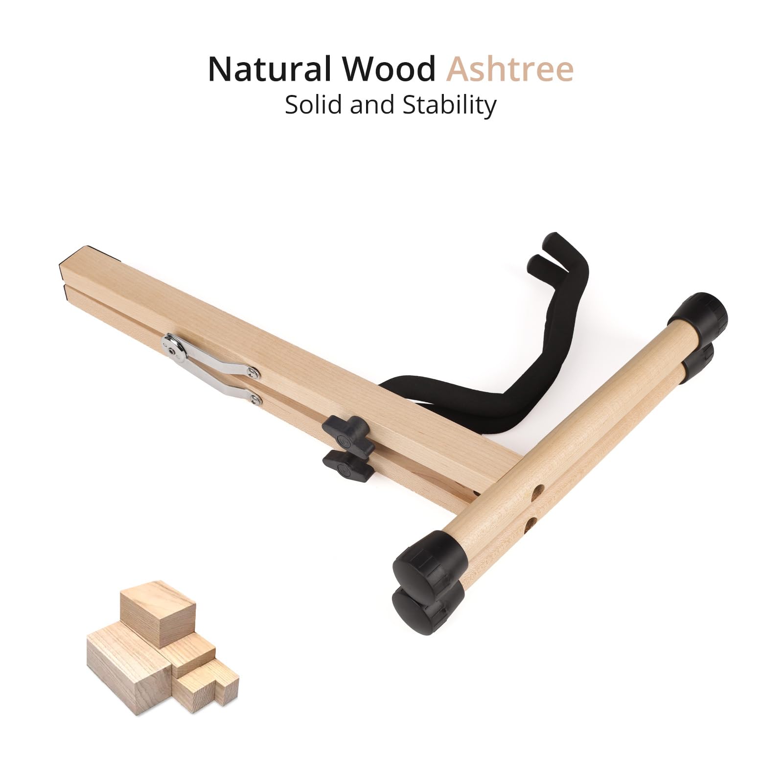 Muso Natural Wood Guitar Stand, A Frame Folding Holder, Easy Assembly And Portable, For Guitar,Bass,Ukulele,Banjo,Cello,Mandolin