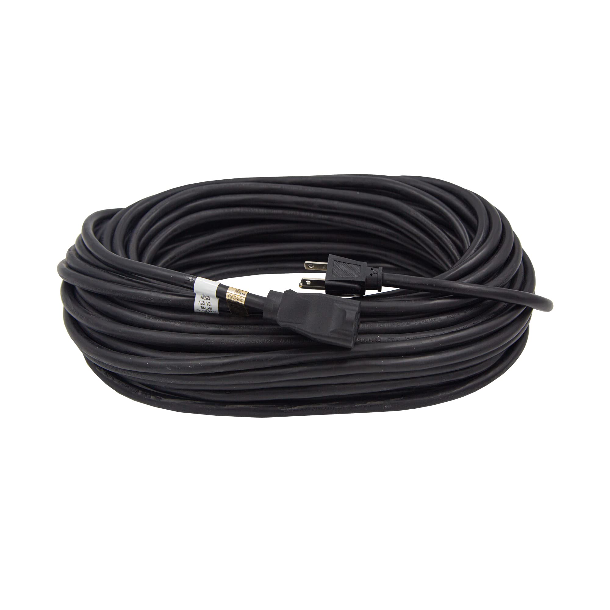 HONDERSON Outdoor Extension Cord SJTW 3-Prong Grounded Vinyl Black 75-Foot