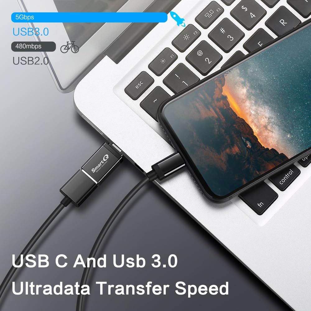 Smartq Usb C To Usb 3.0 Female Adapter, Compatible With Macbook Pro 2020, Ipad Pro 2020, Samsung Notebook 9, Dell Xps, Iphone 15