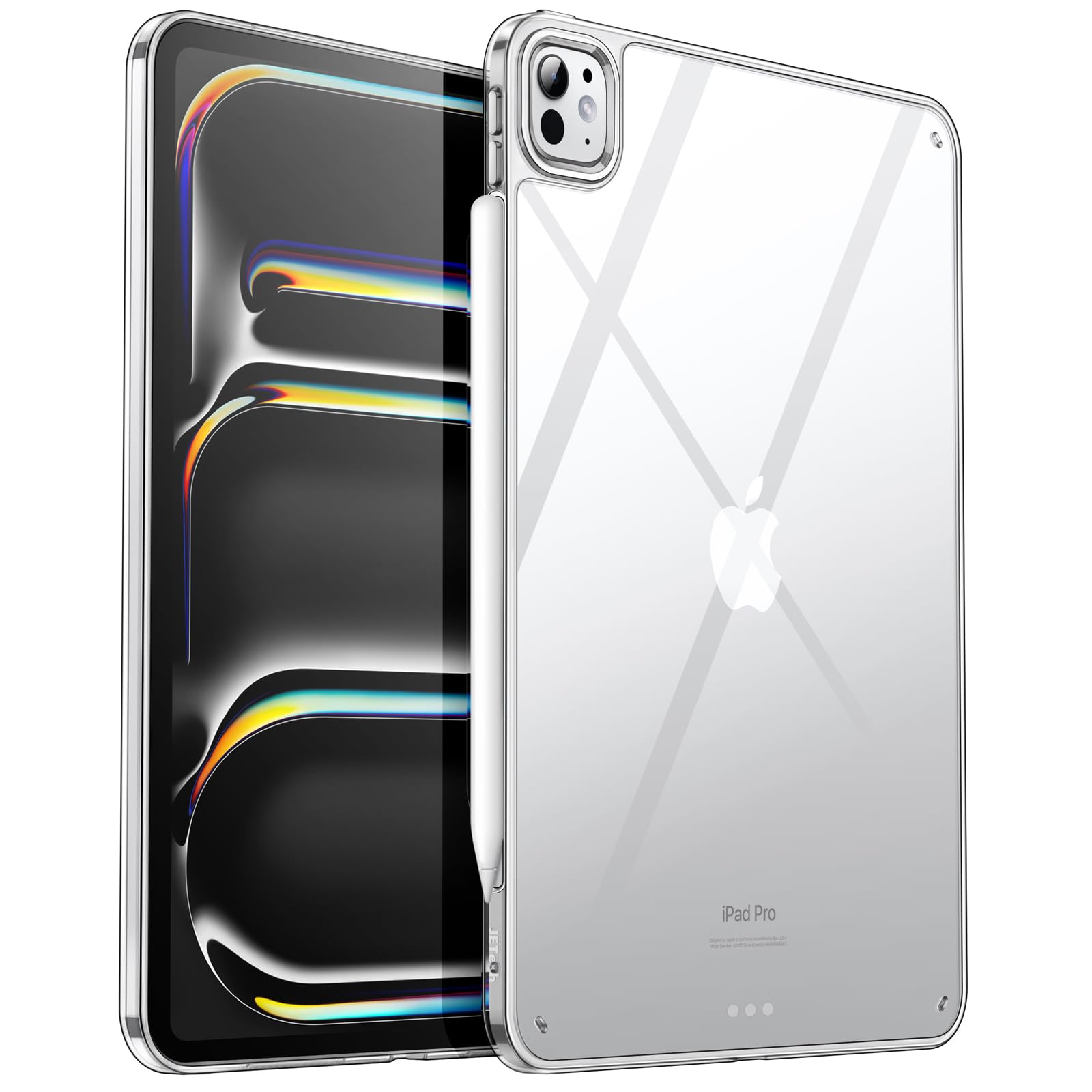 JETech Clear Case for iPad Pro 11-Inch M4 (2024), Anti-Yellowing Transparent Shockproof Slim Tablet Back Cover with Hard PC Back