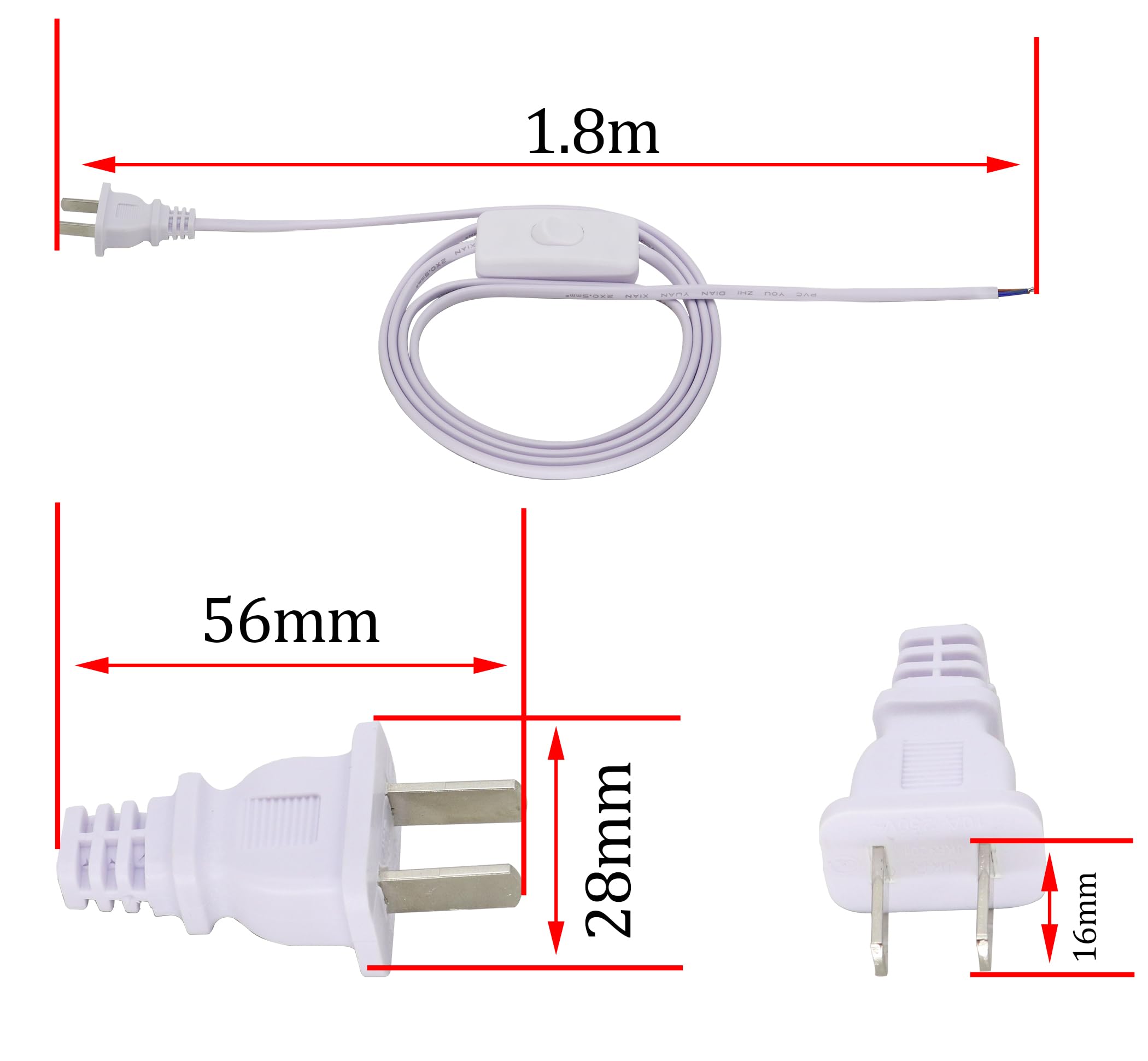 Hcfeng Lamp Cable With Toggle Switch, Lamp Cord With Molded Plug And On/Off Switch Replacement/Extension Cord Stripped Ends Read