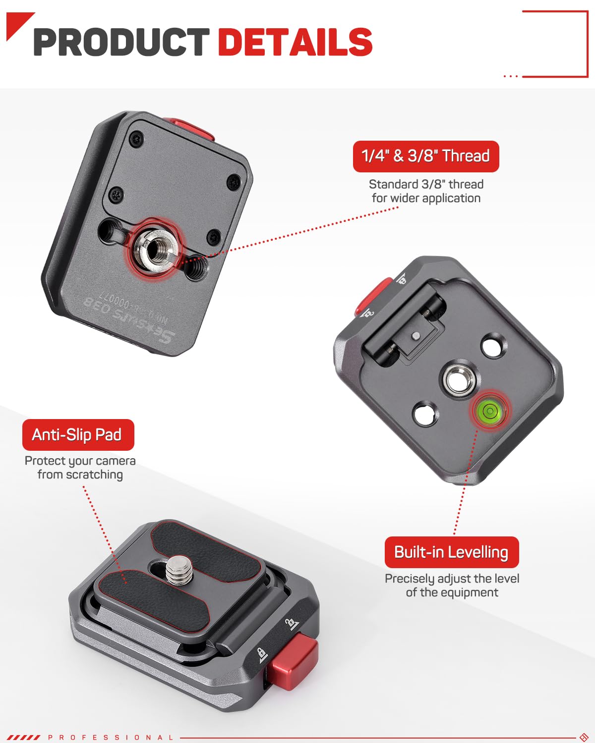 Ifootage Q38 Quick Release Plate, Camera Quick Release, Tripod Mount Quick Release System, Qr Adapter For Dslr, Tripod, Monopod,