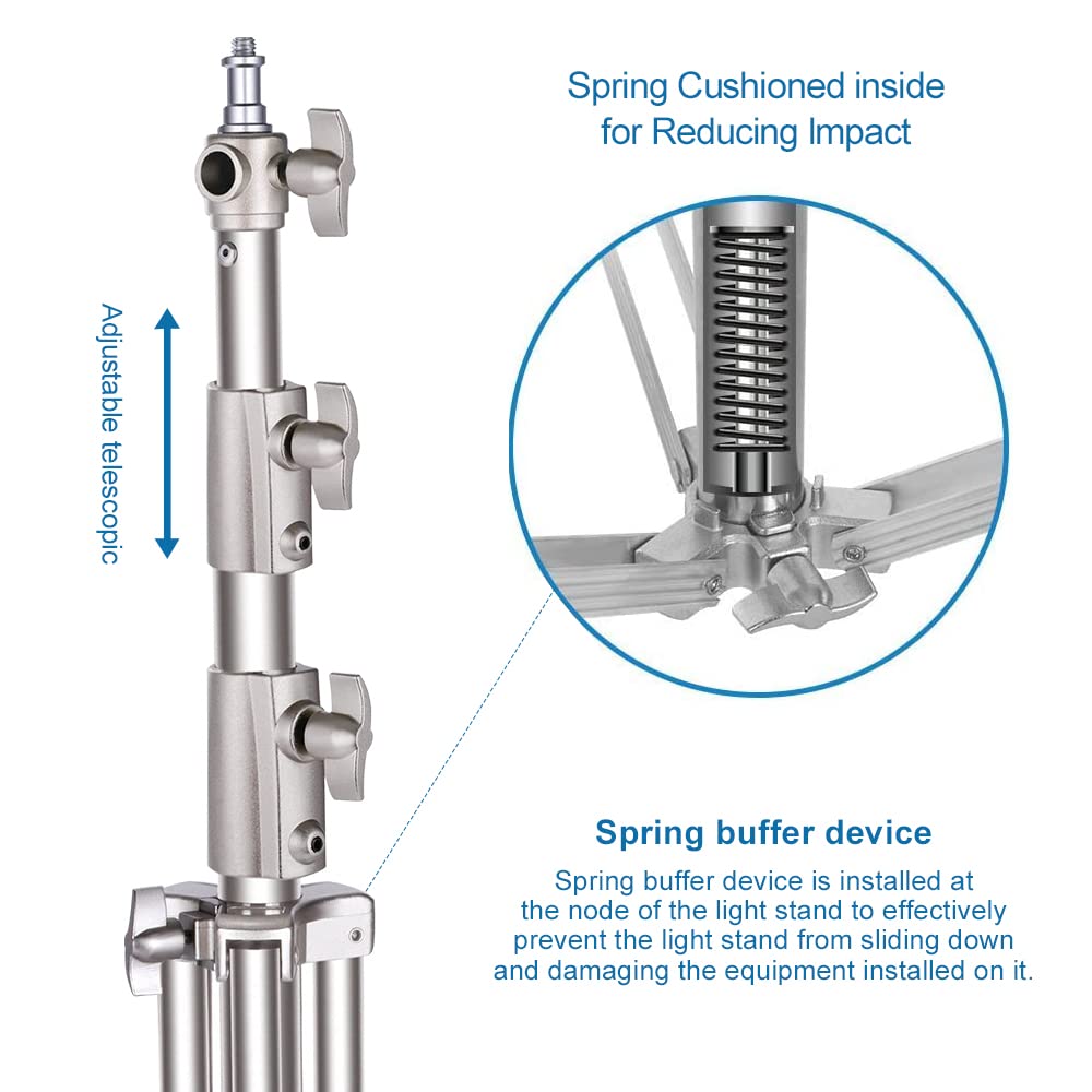 Heavy Duty Light Stand Tripod Stand For Photography, 9.19 Feet/2.8M Stainless Steel Light Tripods For Softbox, Speedlight, Strob