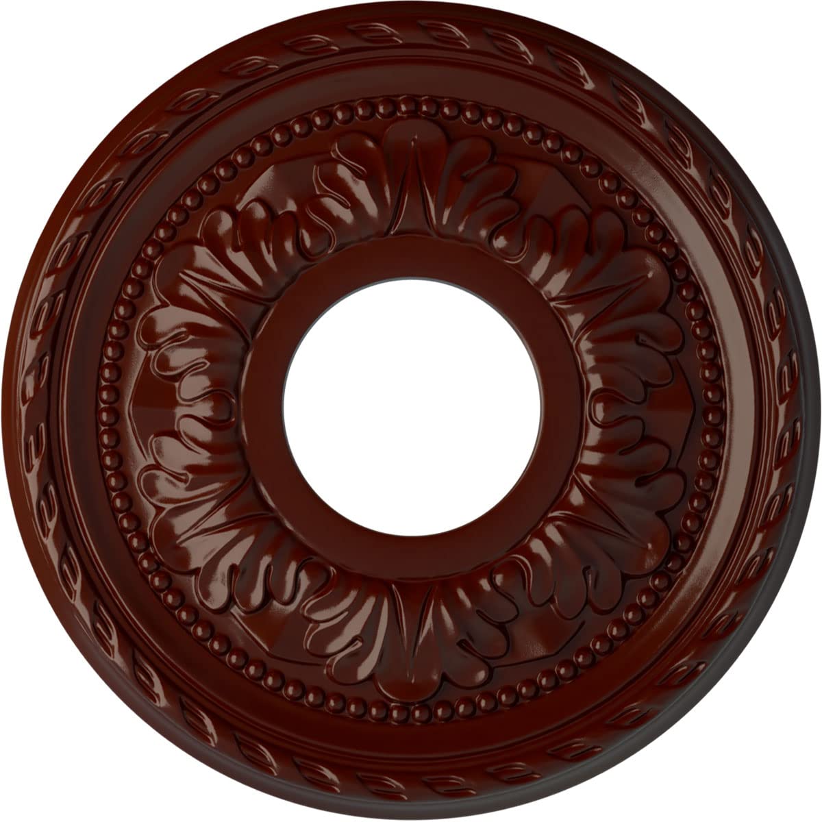 11 3/8OD x 3 5/8ID x 7/8P Palmetto Ceiling Medallion (Fits Canopies up to 4 1/2), Hand-Painted Brushed Mahogany