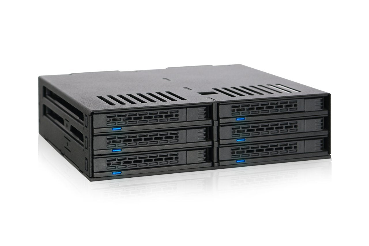 ICY DOCK 6 Bay 2.5 SATA HDD / SSD Hot Swap ToolLess Backplane Enclosure with Dual Cooling Fan for 5.25 Bay | ExpressCage 