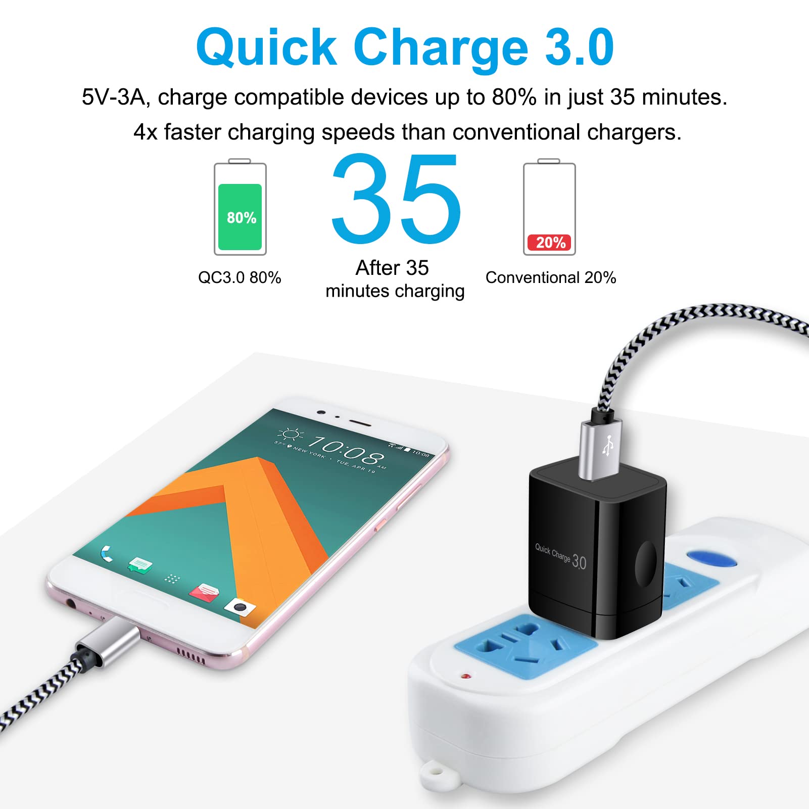 Orsunday Quick Charge 3.0 Fast Charger For Lg Velvet 5G Wing, Lg Stylo 4 5 6, Lg G5 G6 G7 G8 G8X V20 V30 V40 V50 Thinq, K51 K61