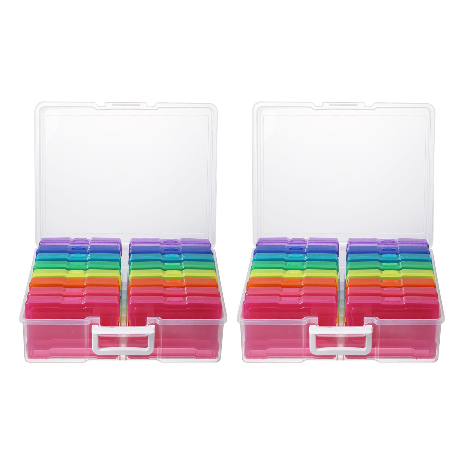 novelinks Transparent 4 x 6 Photo Organizers and Photo Storage Box with Handle, 16 Inner Photo Cases, Portable Picture Organizer