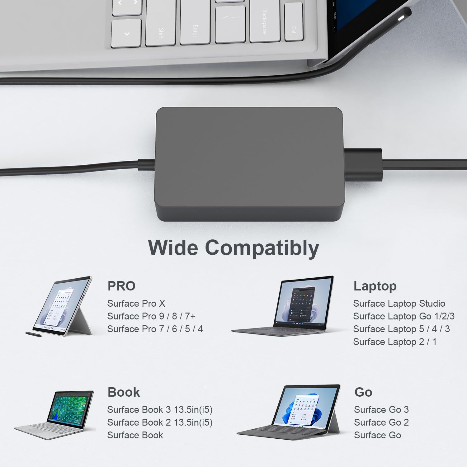 Surface Book Charger, Ayneff 15V 4A 65W Surface Pro Power Supply Compatible With Microsoft Surface Book Surface Laptop Surface P