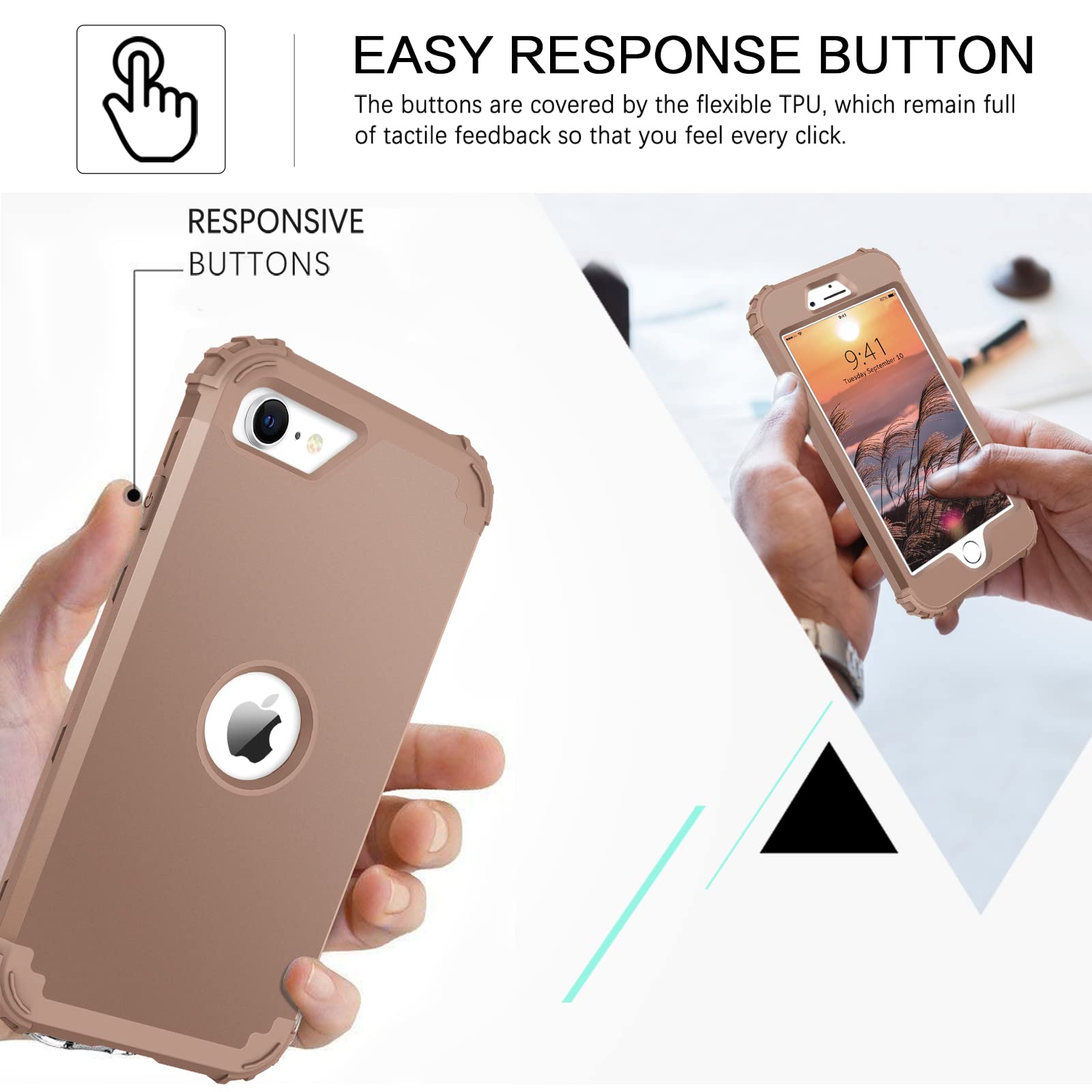 Bentoben For Iphone Se 2022 Case And Iphone Se 2020 Phone Case, Heavy Duty 3 In 1 Full Body Rugged Shockproof Hybrid Hard Pc Sof