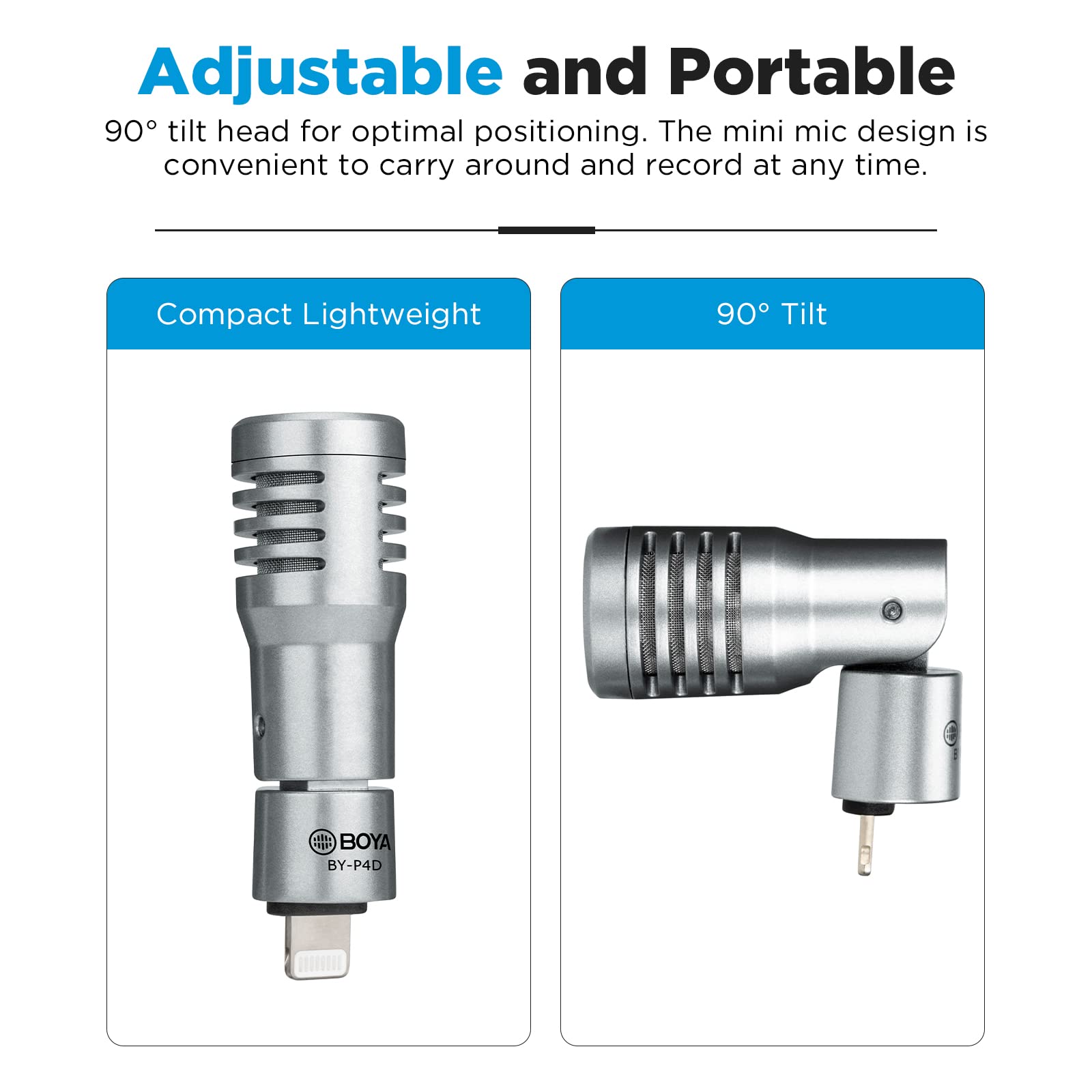 Boya By P4D Iphone Microphone Ios Mini Phone Mic With Lightning Port For Iphone/Ipad/Ipod Foldable External Microphone With Wind