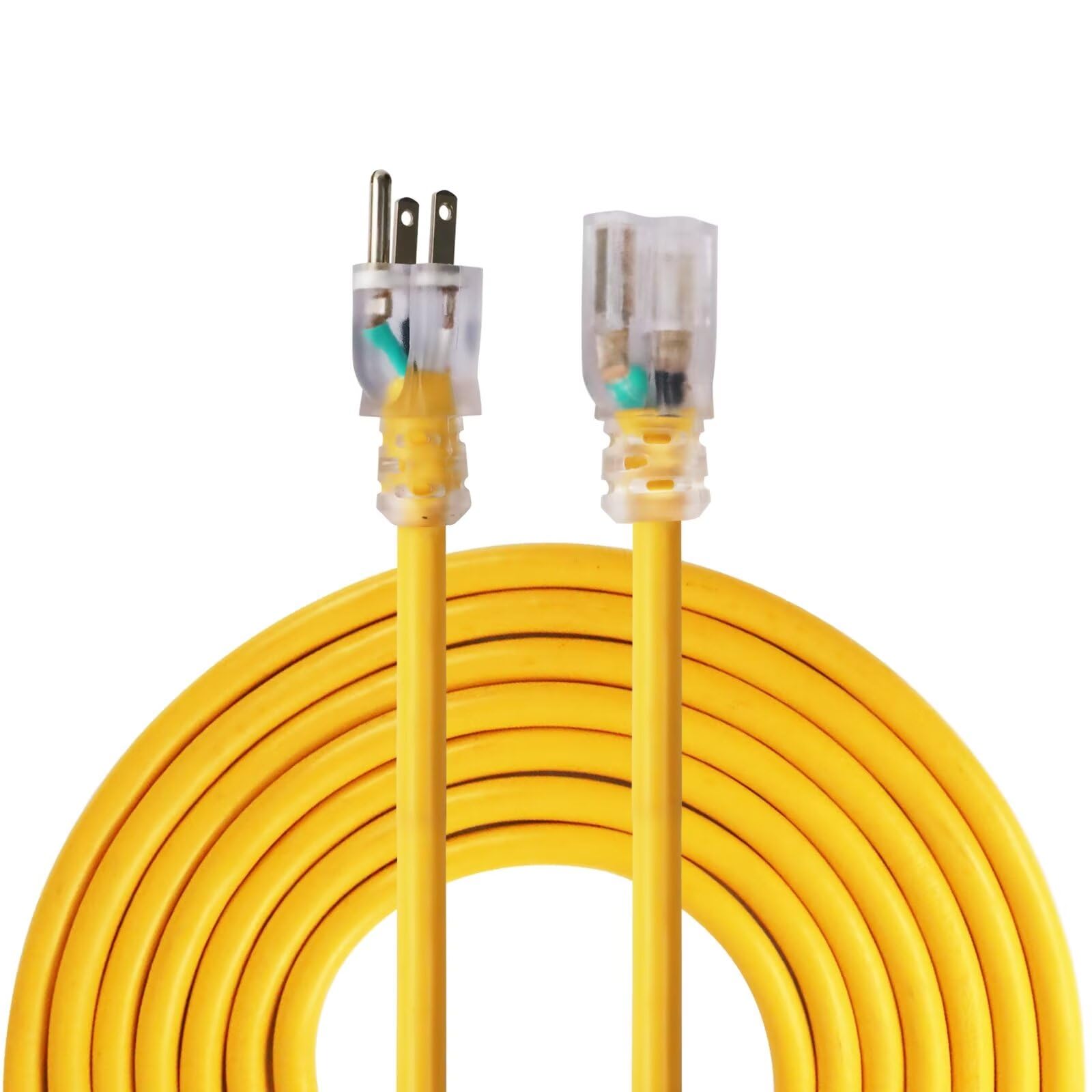 Ultra Explorer Outdoor Extension Cord Waterproof 50 Ft, 12 Gauge Heavy Duty Yellow Extension Cord Sjtw, Flexible Cold Resistant