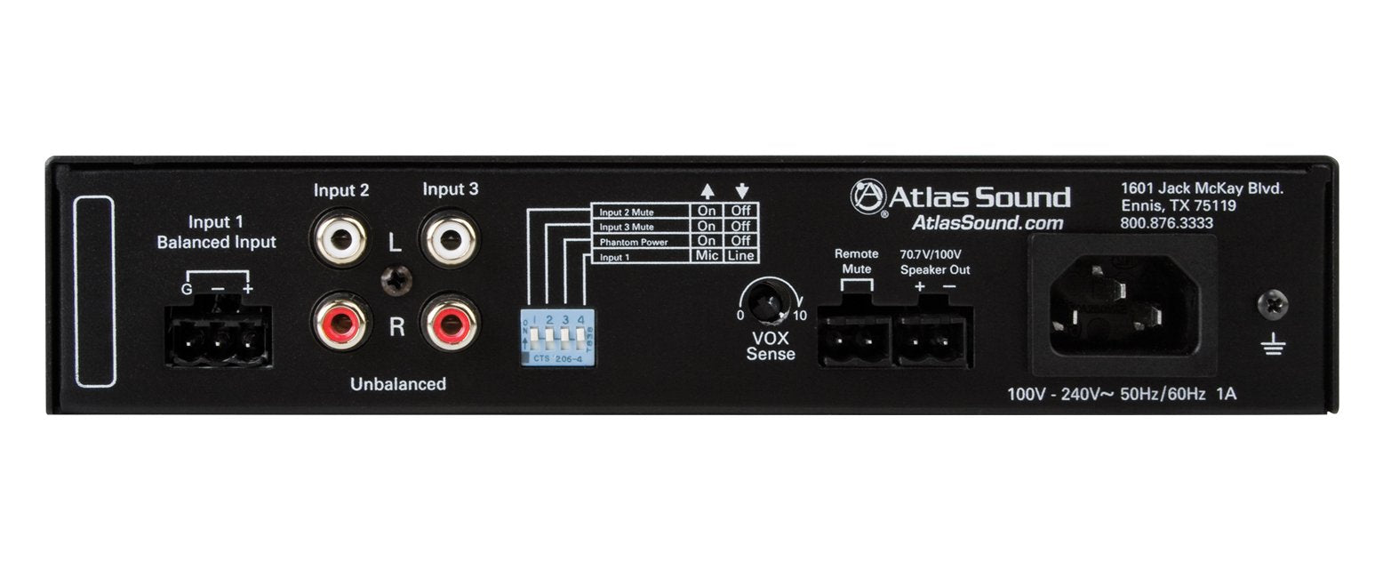 Atlas Sound Ma60G Global Mixer Amplifier 3 Channel 60 Watt Balanced Miclinetel Input