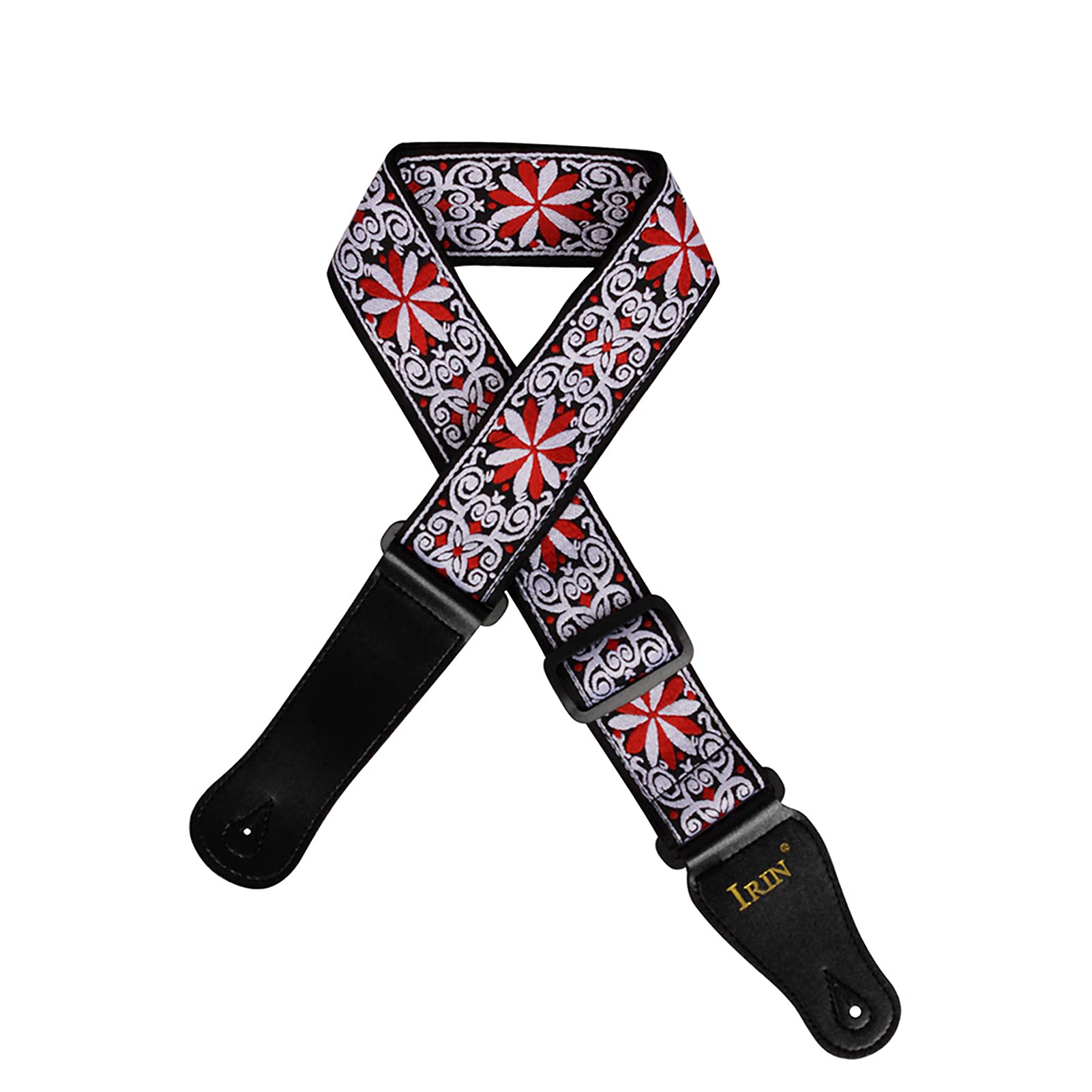 Ubervia GS02 Adjustable Embroidery Guitar Straps for Acoustic Electric Guitars Bass Acc ories Red
