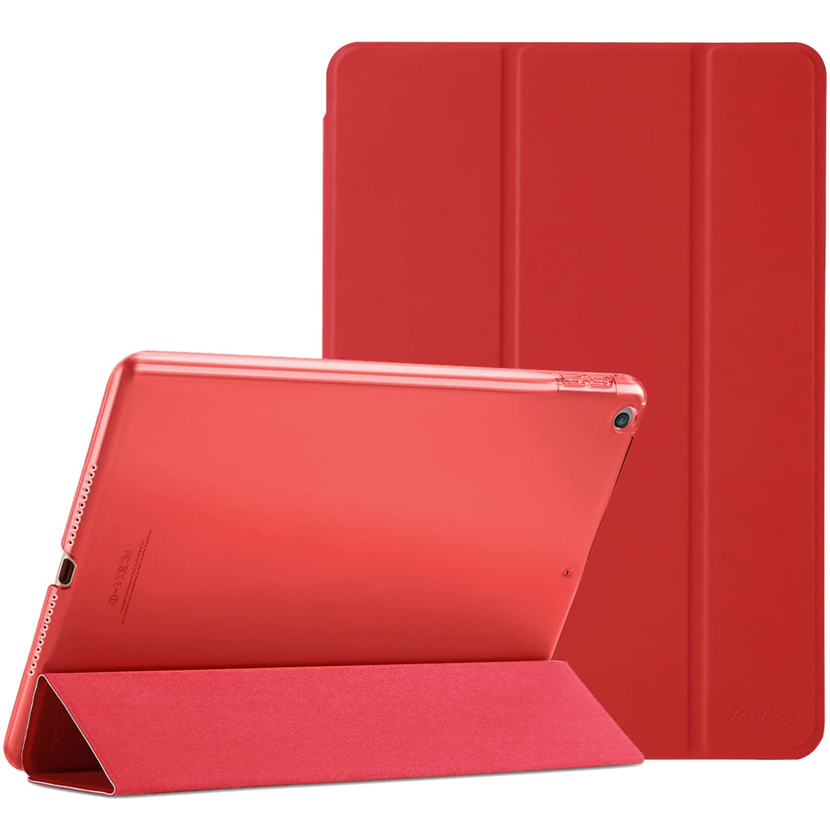 Procase Smart Case For Ipad 9.7 Inch Ipad 6Th/5Th Generation Case 2018 2017(Model: A1893 A1954 A1822 A1823), Ultra Slim Lightweight Stand Case With Translucent Frosted Back Smart Cover  Red