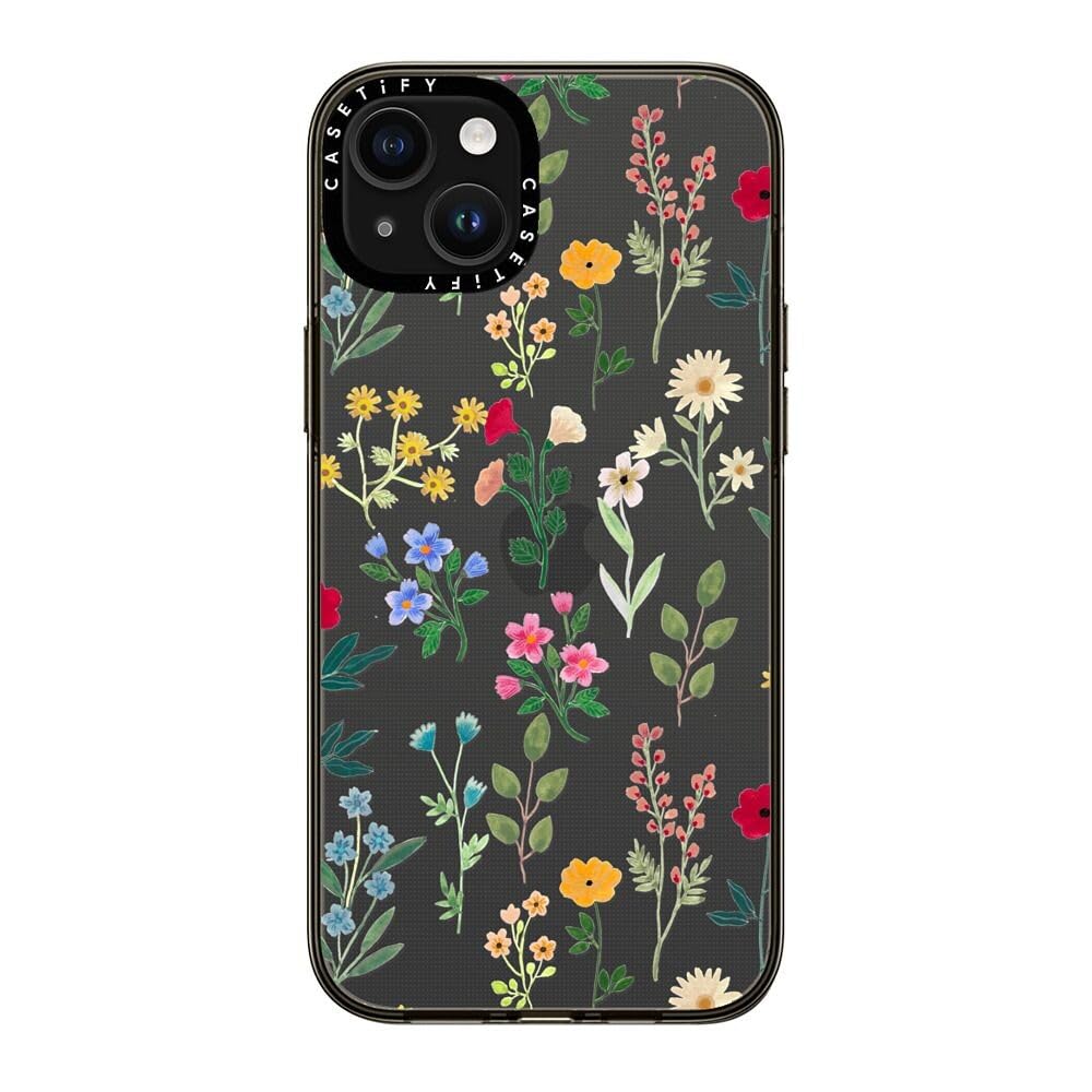 Casetify Compact Case For Iphone 15 Plus [2X Military Grade Drop Tested / 4Ft Drop Protection]   Spring Botanicals 2   Clear Bla