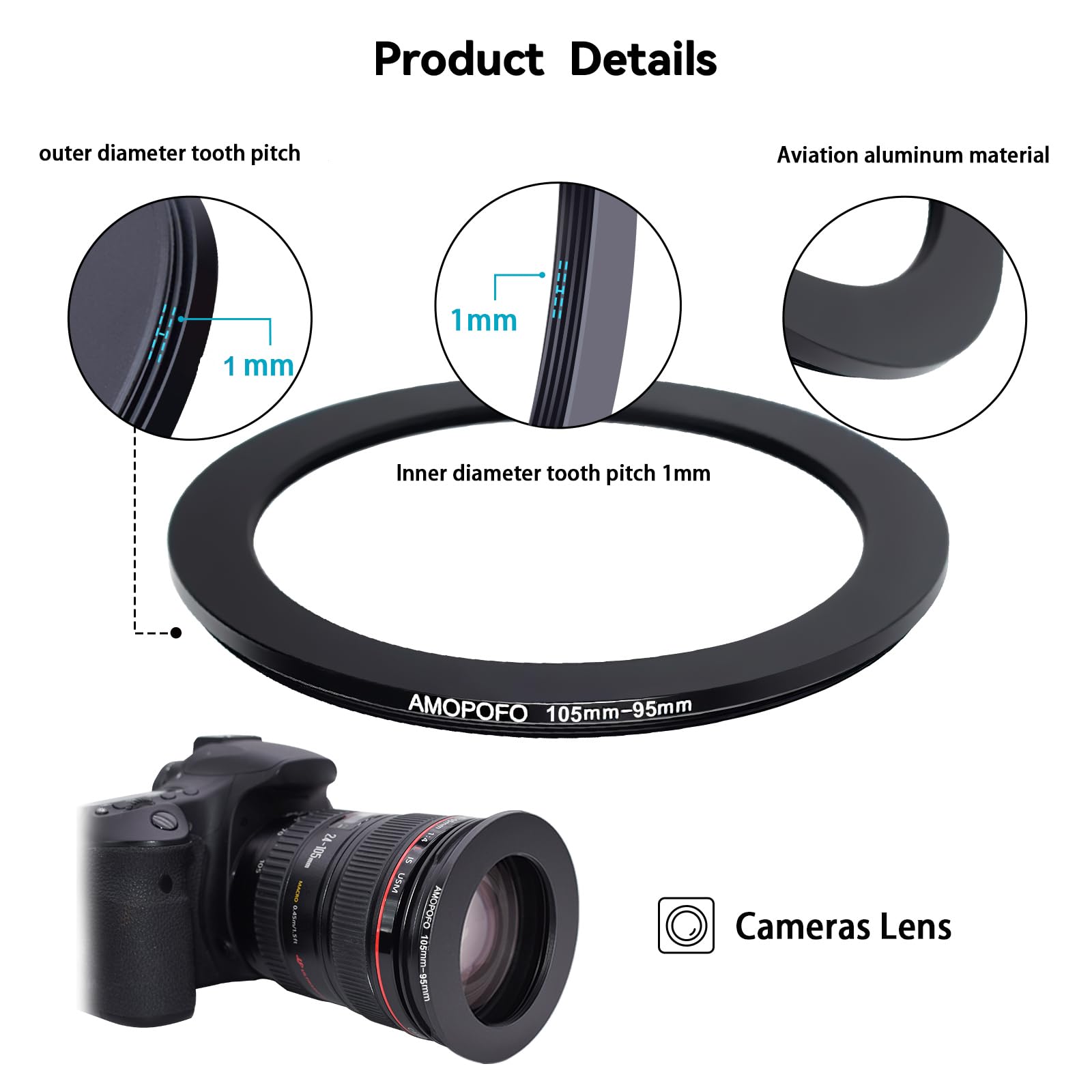 105Mm Lens To 95Mm Camera Filter Ring,105Mm To 95Mm Step Down Ring Filter Adapter For 95Mm Uv,Nd,Cpl,Metal Step Down Ring