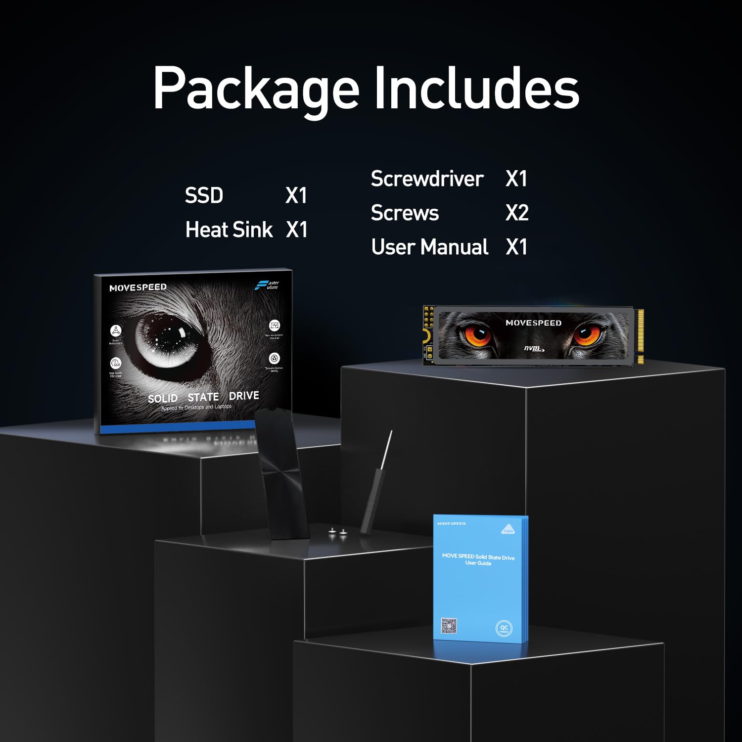 Move Speed Hb7450 2Tb Ssd For Ps5 With Heatsink, Pcie 4.0 Nvme M.2 Internal Solid State Drive   Up To 7450Mb/S, 3D Nand Storage