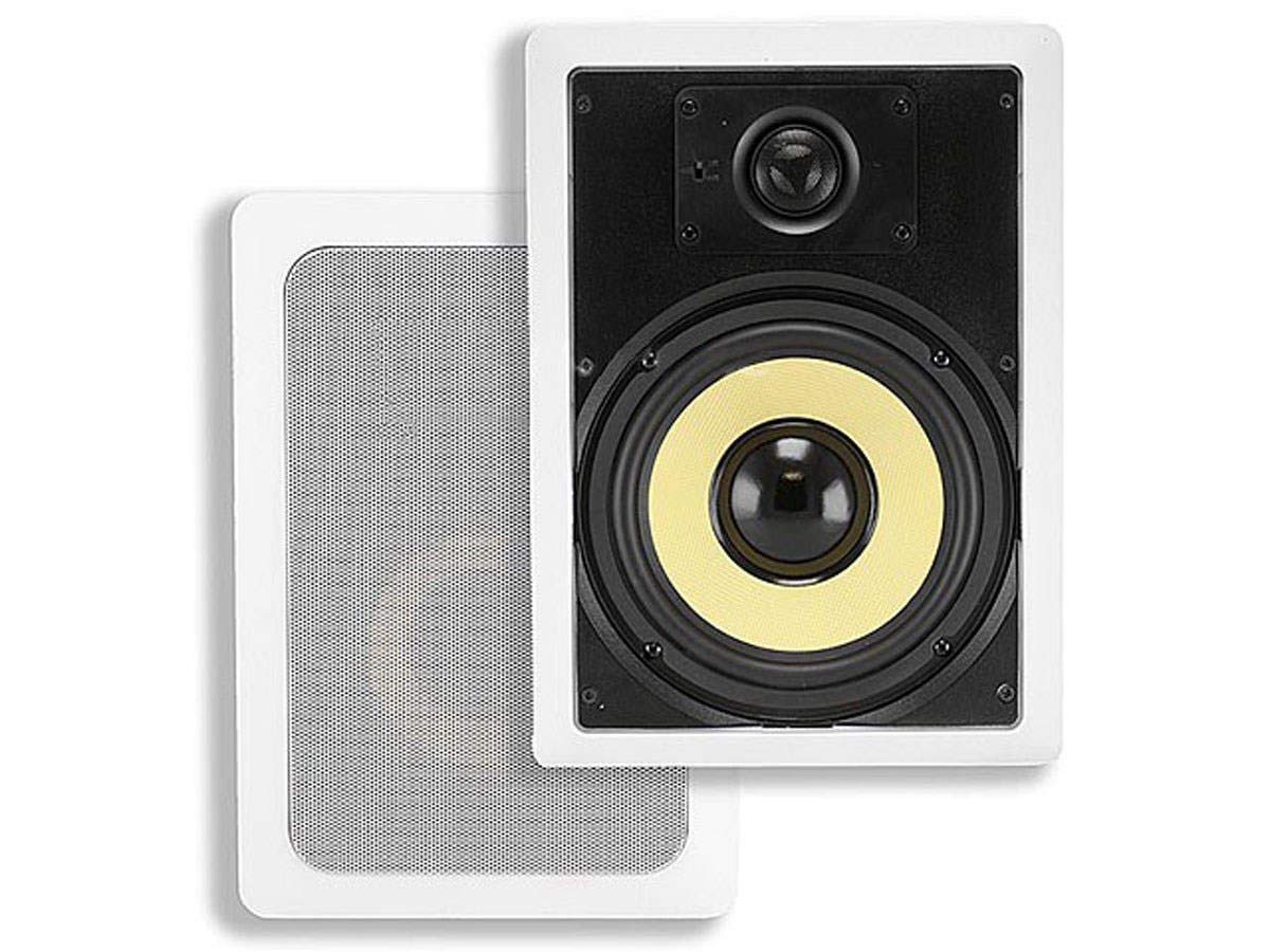 Monoprice 2-Way Aramid Fiber In-Wall Speakers - 6.5 Inch (Pair) Titanium Silk Dome Tweeters - Caliber Series