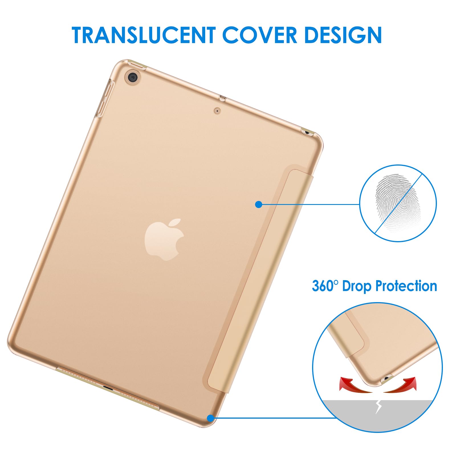 Jetech Case For Ipad 10.2-Inch (2021/2020/2019 Model, 9/8/7 Generation), Auto Wake/Sleep Cover (Gold)