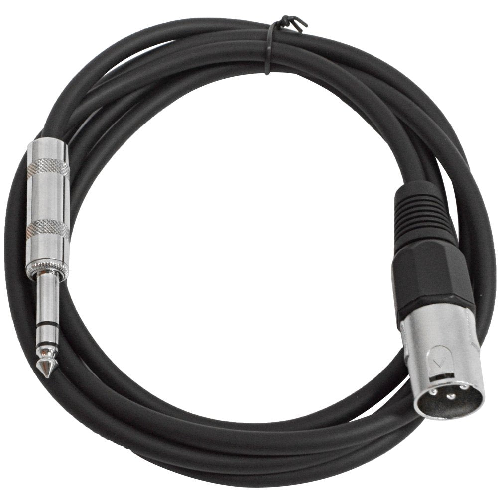 Seismic Audio - SATRXL-M6White - 6 Foot White XLR Male to 1/4 Inch TRS Patch Cables- 6 Professional Audio Balanced XLR-M to 1/4