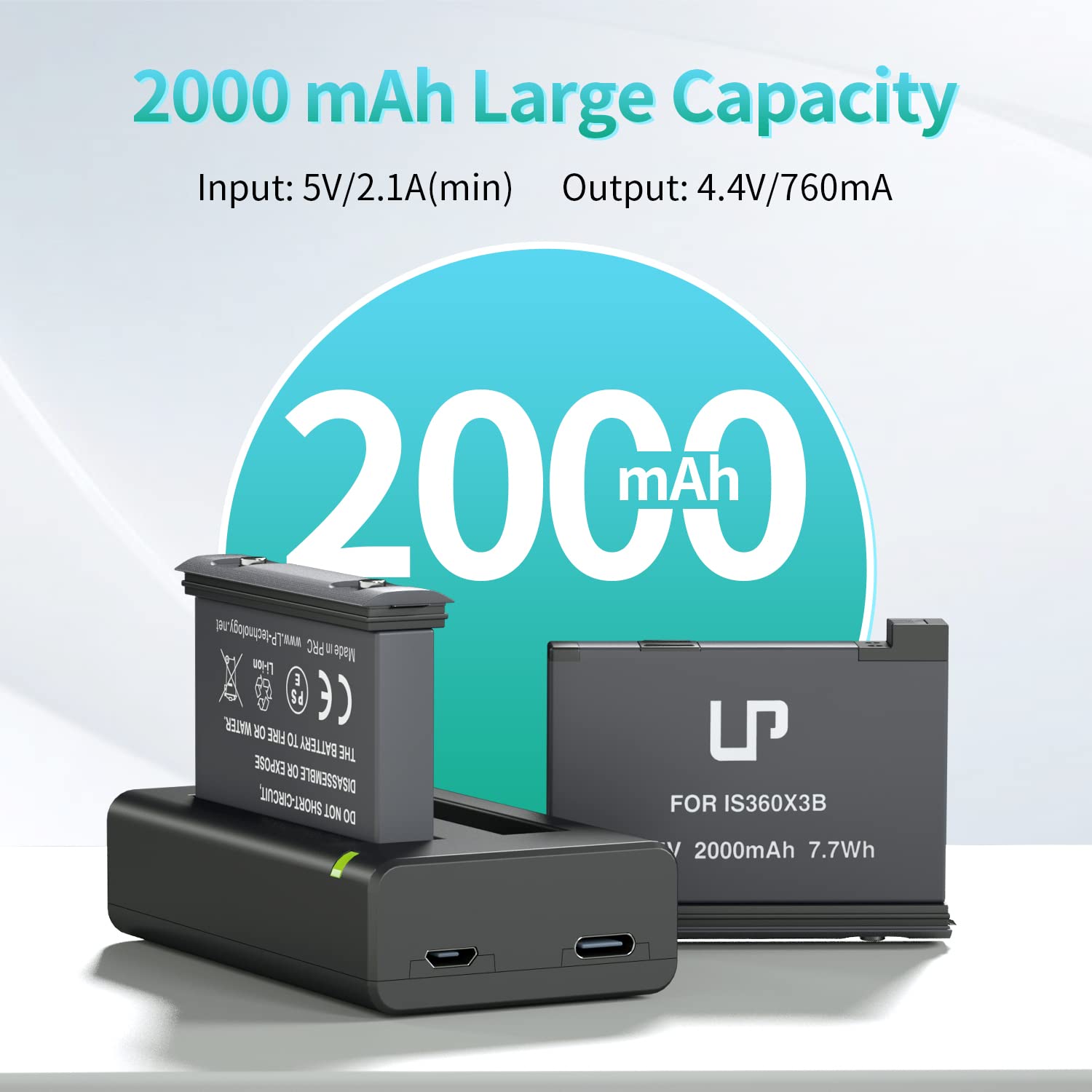 Lp Battery Charger Pack For Insta360 X3 2 Batteries & Fast Usb Dual Charger For Insta 360 One X3 Action Camera 2000Mah Rechargea