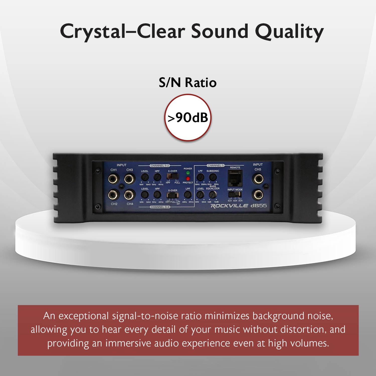 Rockville Db55 4000 Watt/1000W Cea Rms 5 Channel Amplifier Car Stereo Amp, Loud!